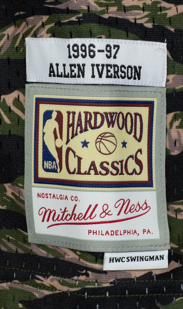 Allen Iverson Signed 76ers 1996-97 Camo Mitchell & Ness Swingman Jersey PSA - Image 4