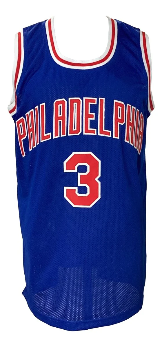 Allen Iverson Signed Custom Blue Pro-Style Basketball Jersey JSA ITP - Image 3
