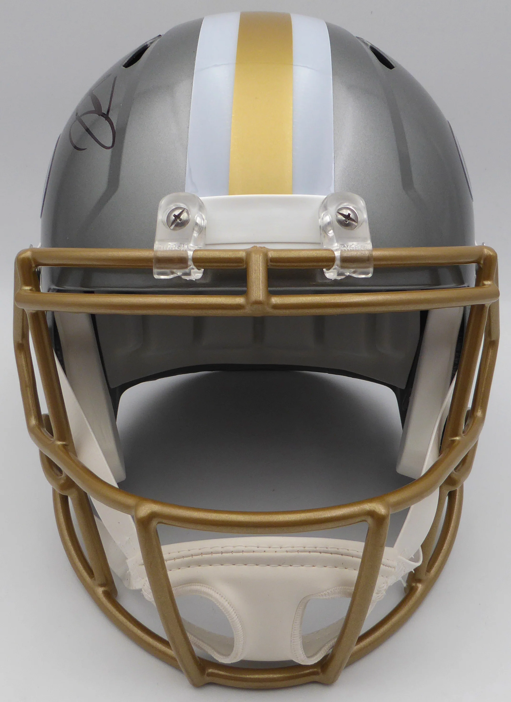 Alvin Kamara Autographed Flash Gold Full Size Replica Helmet New Orleans Saints Beckett BAS QR #1W403127 - Image 3