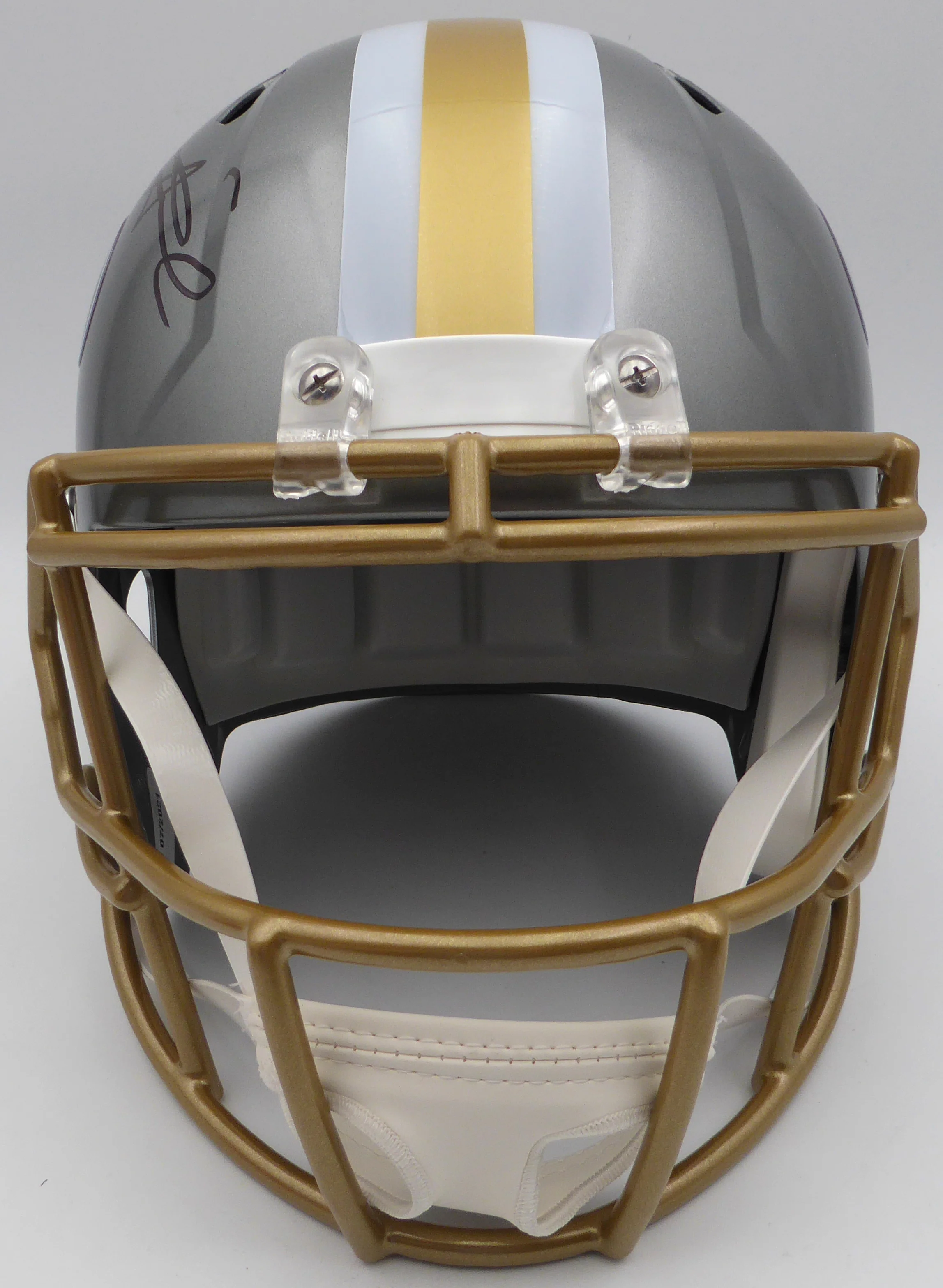 Alvin Kamara Autographed Flash Gold Full Size Replica Helmet New Orleans Saints Beckett BAS QR #1W403148 - Image 3