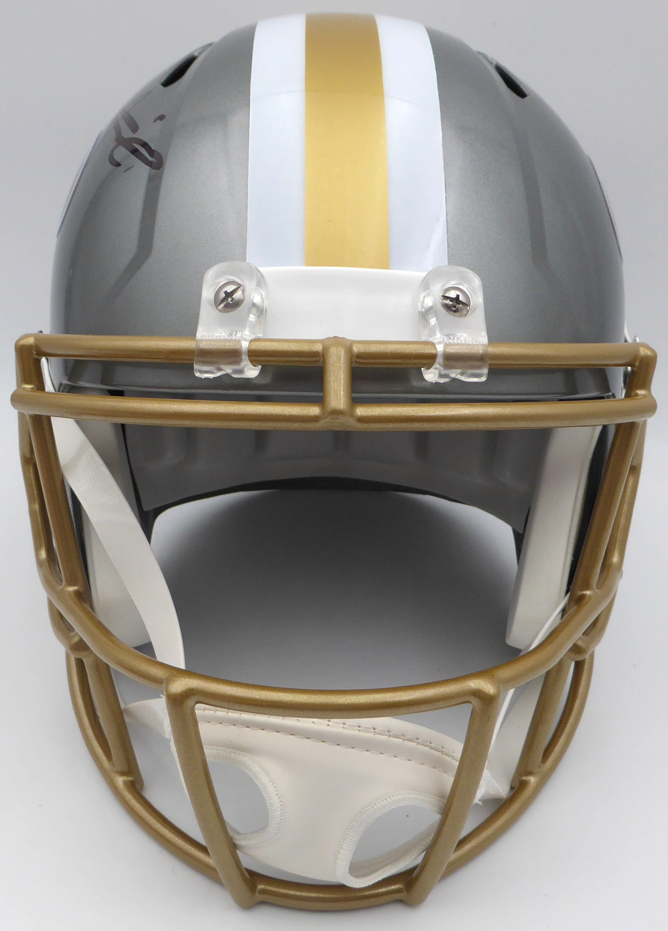 Alvin Kamara Autographed Flash Gold Full Size Replica Helmet New Orleans Saints Beckett BAS QR #1W403179 - Image 3