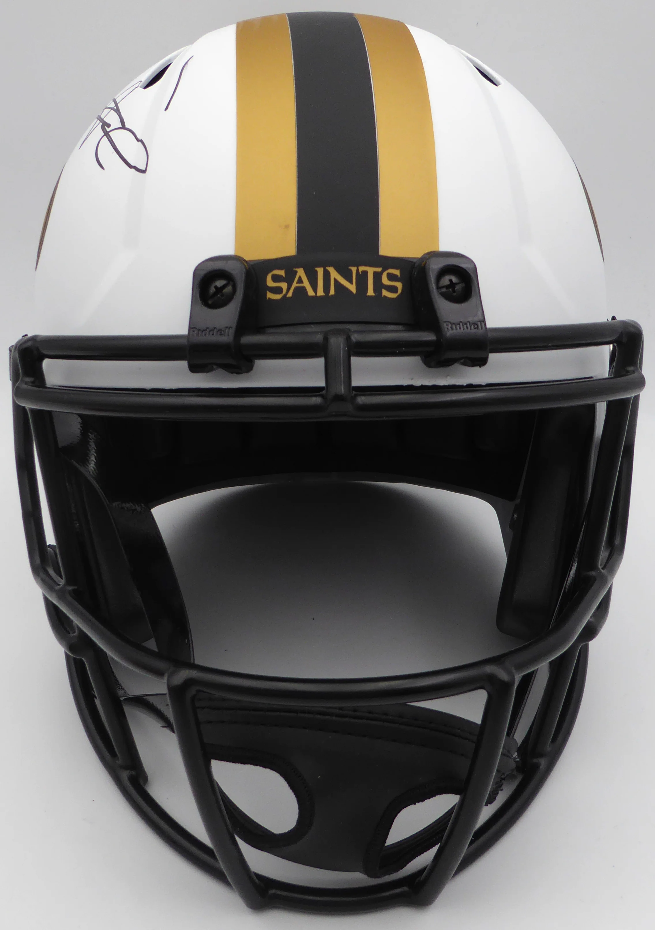 Alvin Kamara Autographed Lunar Eclipse White Full Size Replica Helmet New Orleans Saints Beckett BAS QR #1W403069 - Image 3
