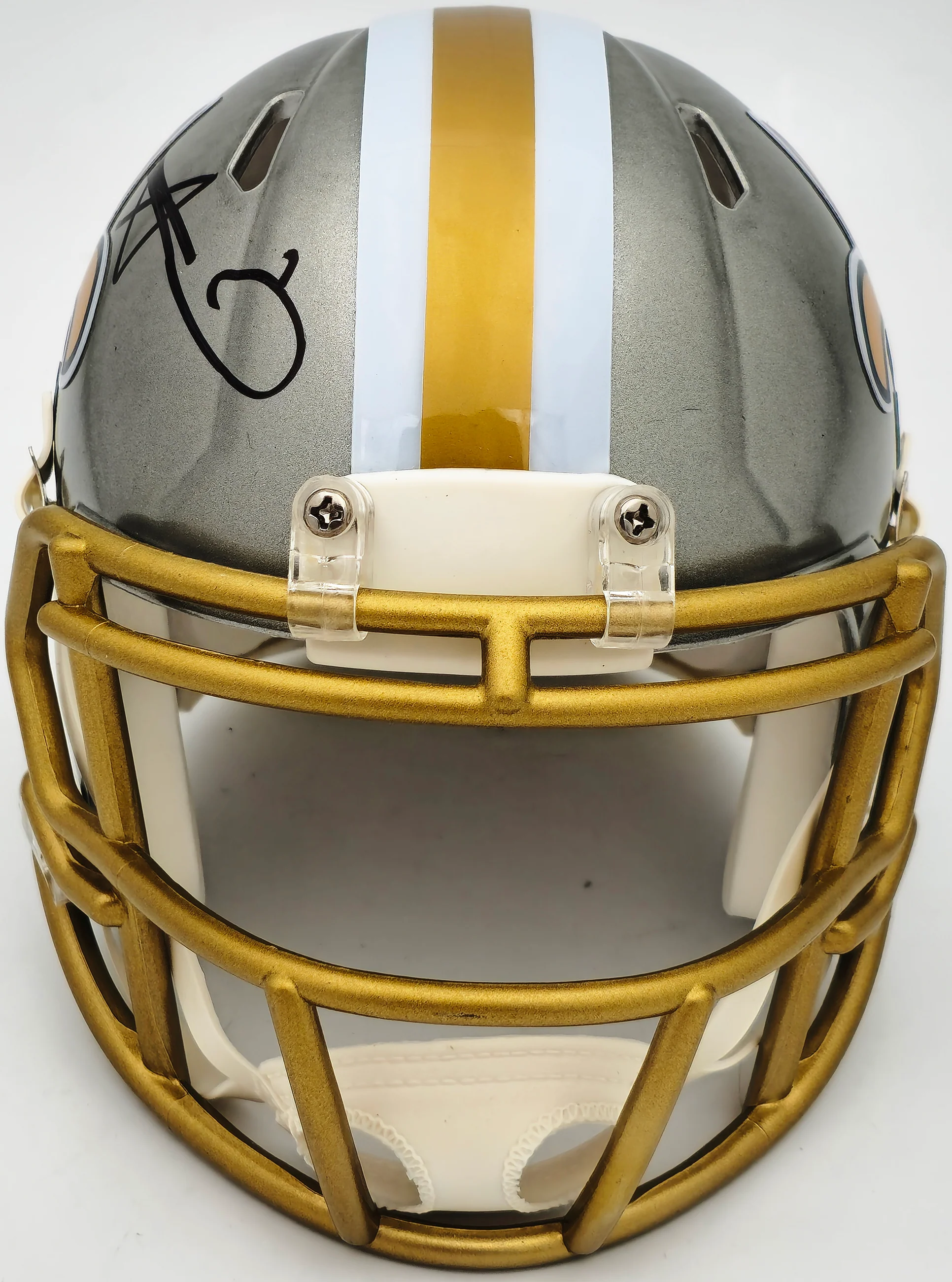 Alvin Kamara Autographed New Orleans Saints Flash Gray Speed Mini Helmet Beckett BAS Witness Stock #224756 - Image 3