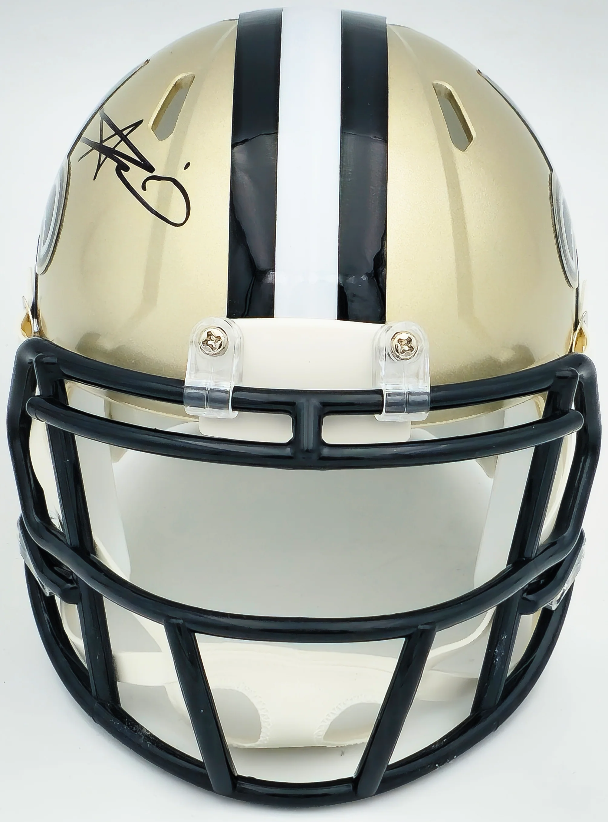 Alvin Kamara Autographed New Orleans Saints Gold Speed Mini Helmet Beckett BAS Witness Stock #224824 - Image 3