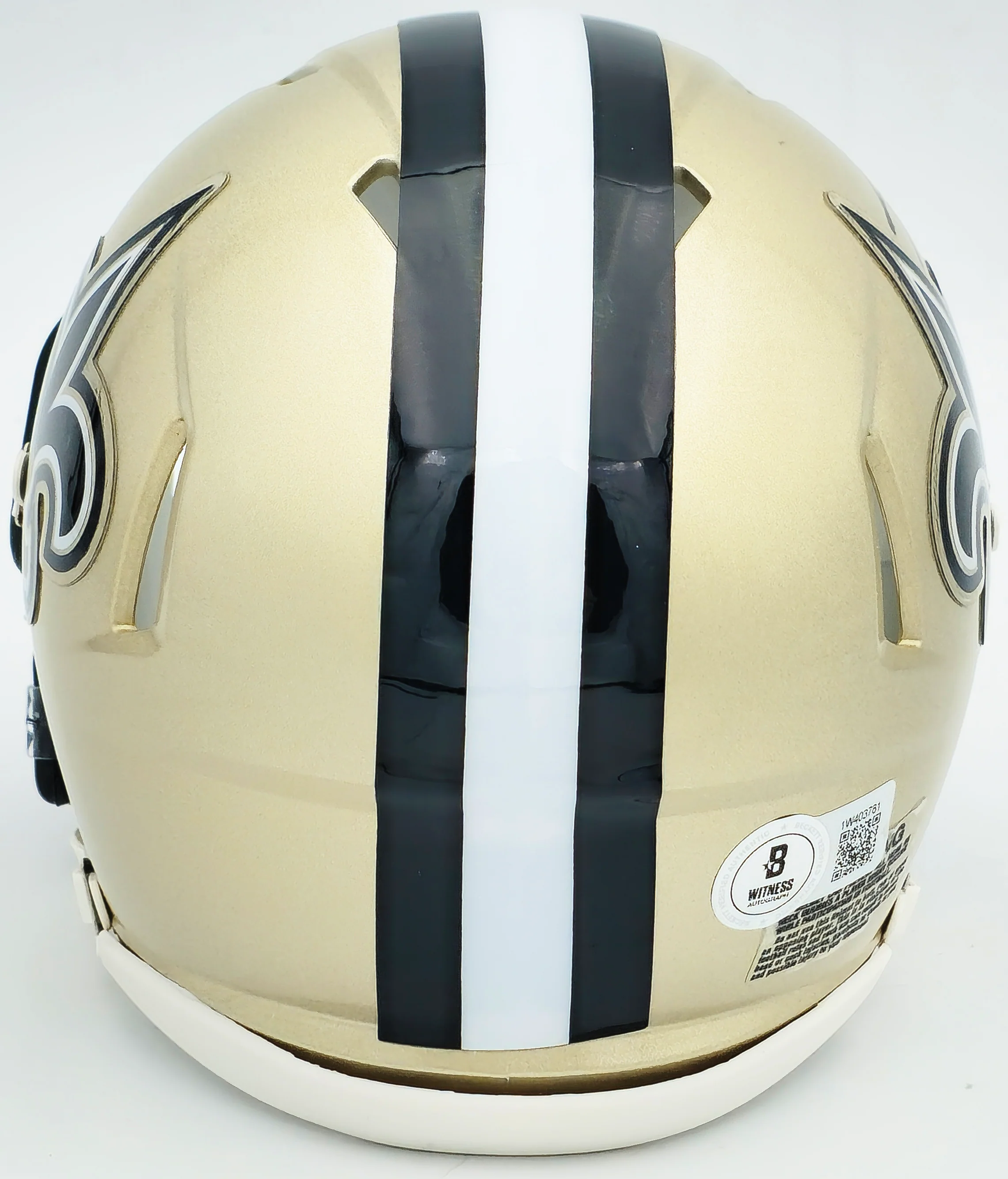 Alvin Kamara Autographed New Orleans Saints Gold Speed Mini Helmet Beckett BAS Witness Stock #224824 - Image 4