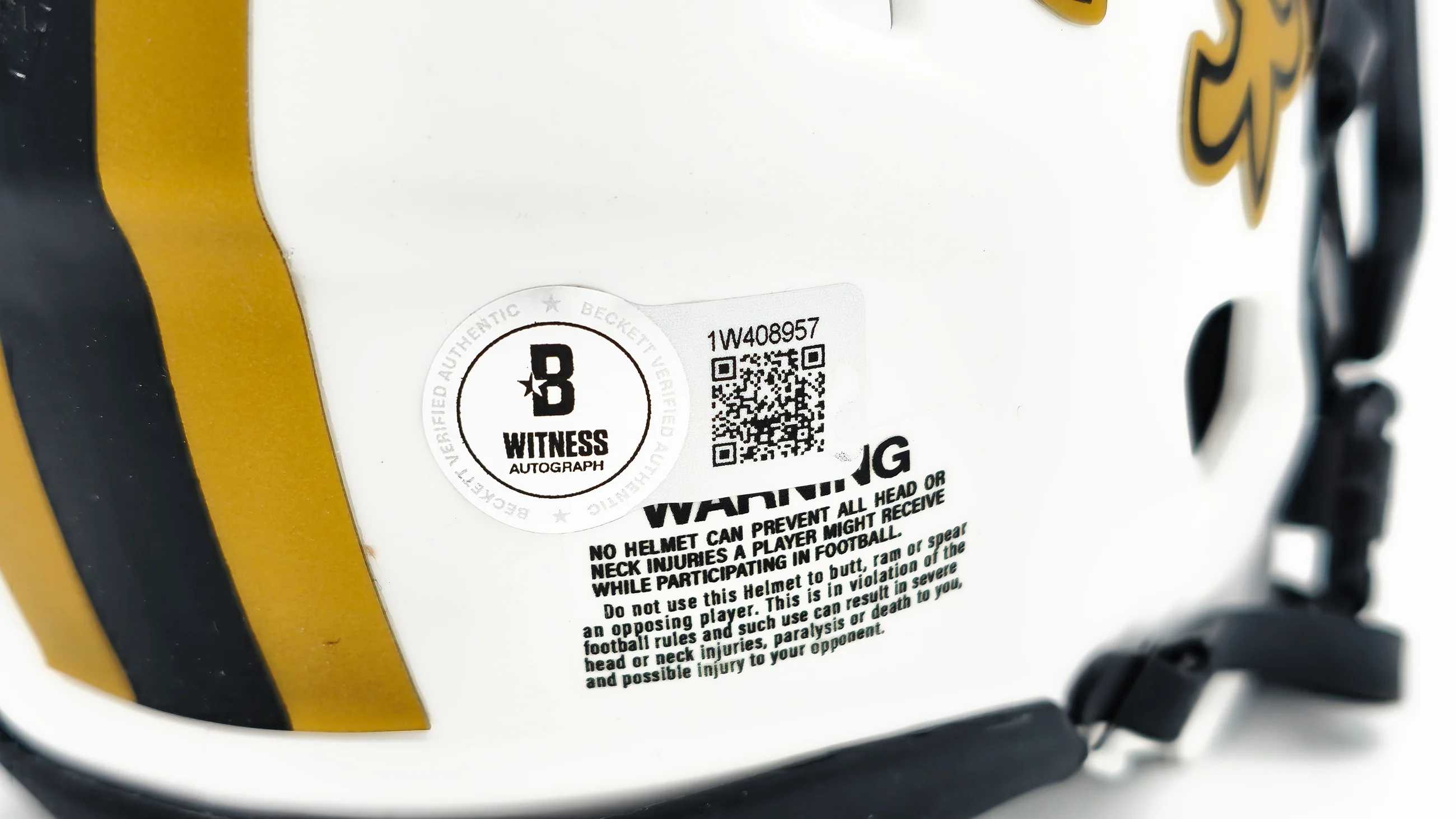 Alvin Kamara Autographed New Orleans Saints Lunar Eclipse White Speed Mini Helmet Beckett BAS Witness Stock #224823 - Image 5