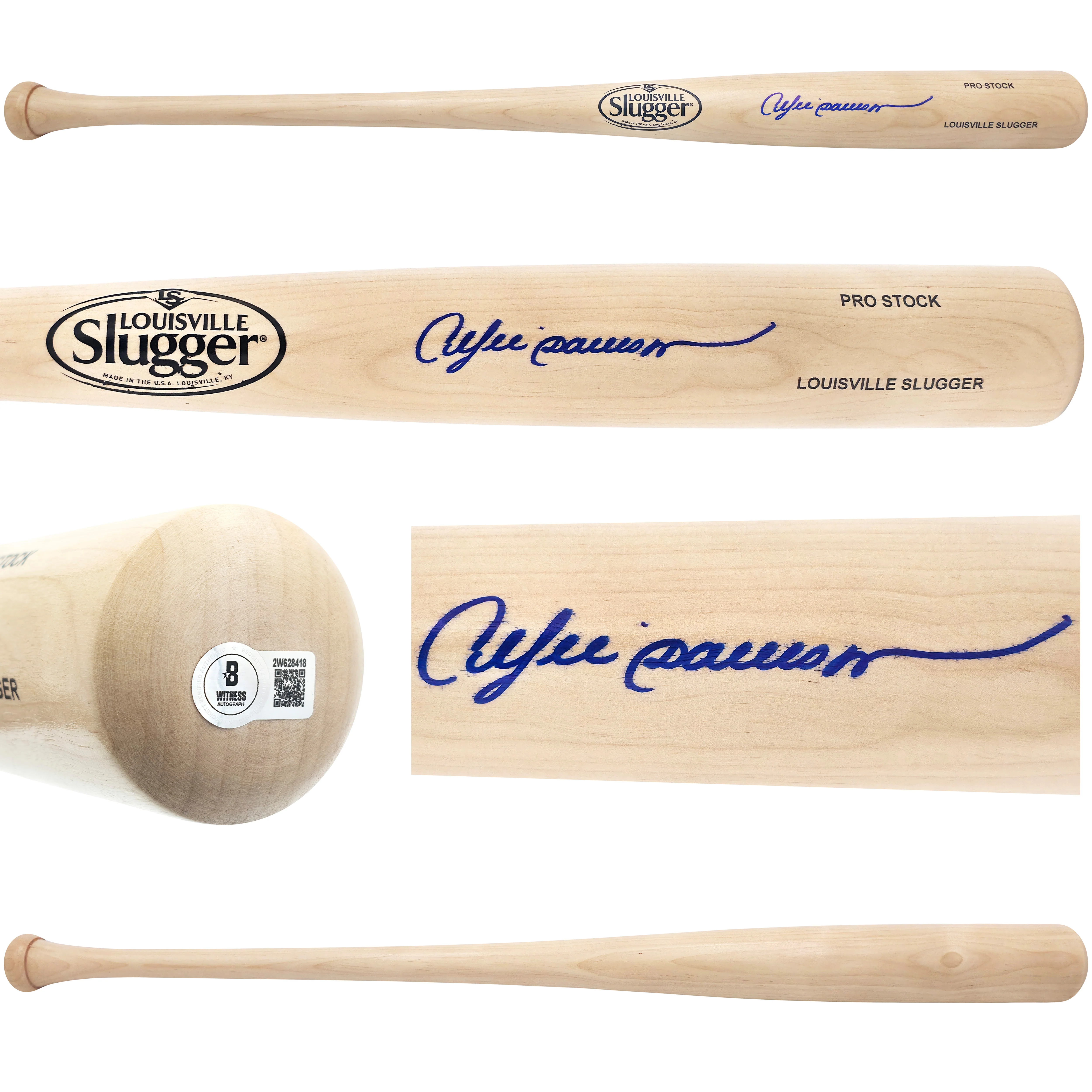 Andre Dawson Autographed Blonde Louisville Slugger Pro Stock Baseball Bat Montreal Expos Beckett BAS Witness Stock #241439