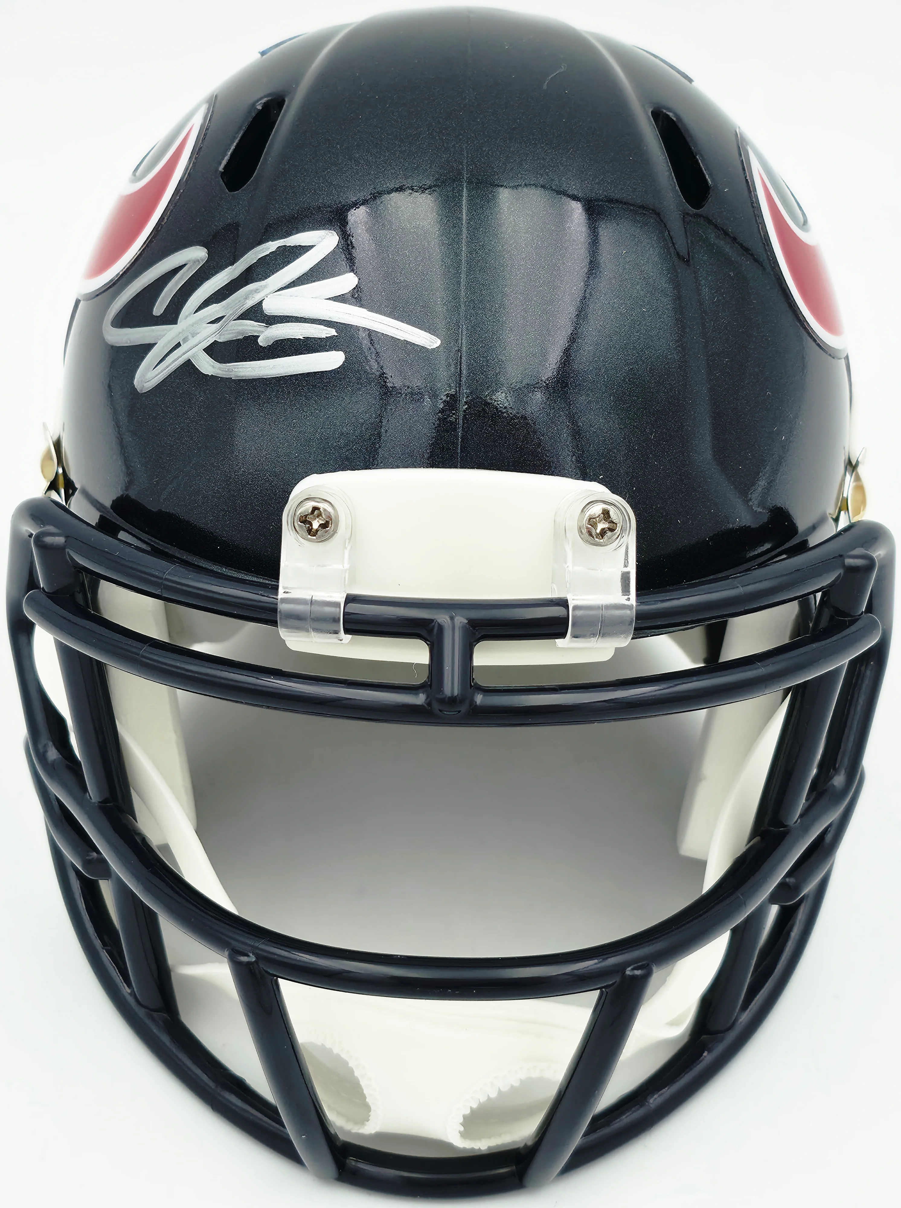 Andre Johnson Autographed Houston Texans Blue Speed Mini Helmet Beckett BAS Witness Stock #262073 - Image 3