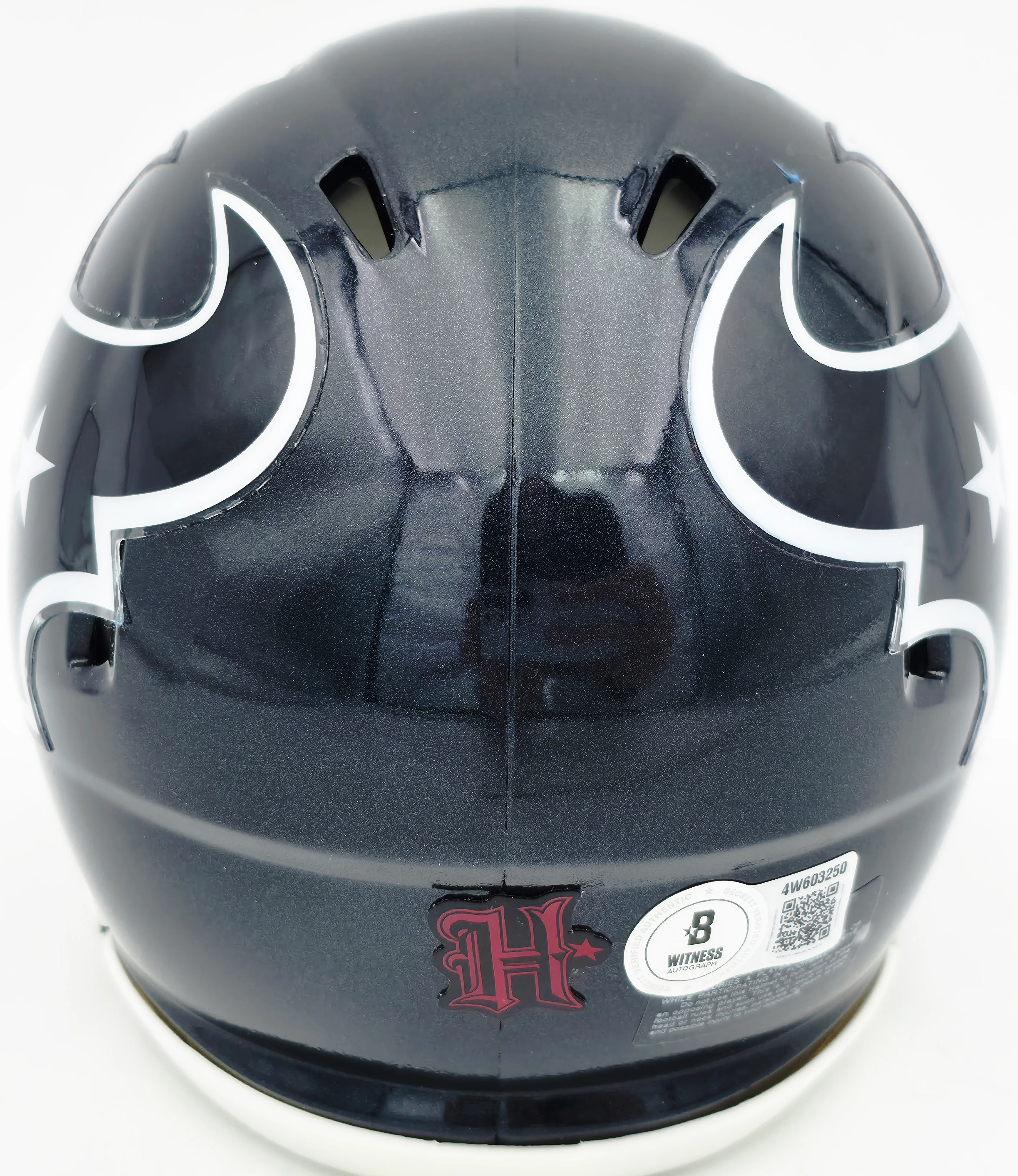 Andre Johnson Autographed Houston Texans Blue Speed Mini Helmet Beckett BAS Witness Stock #262073 - Image 4