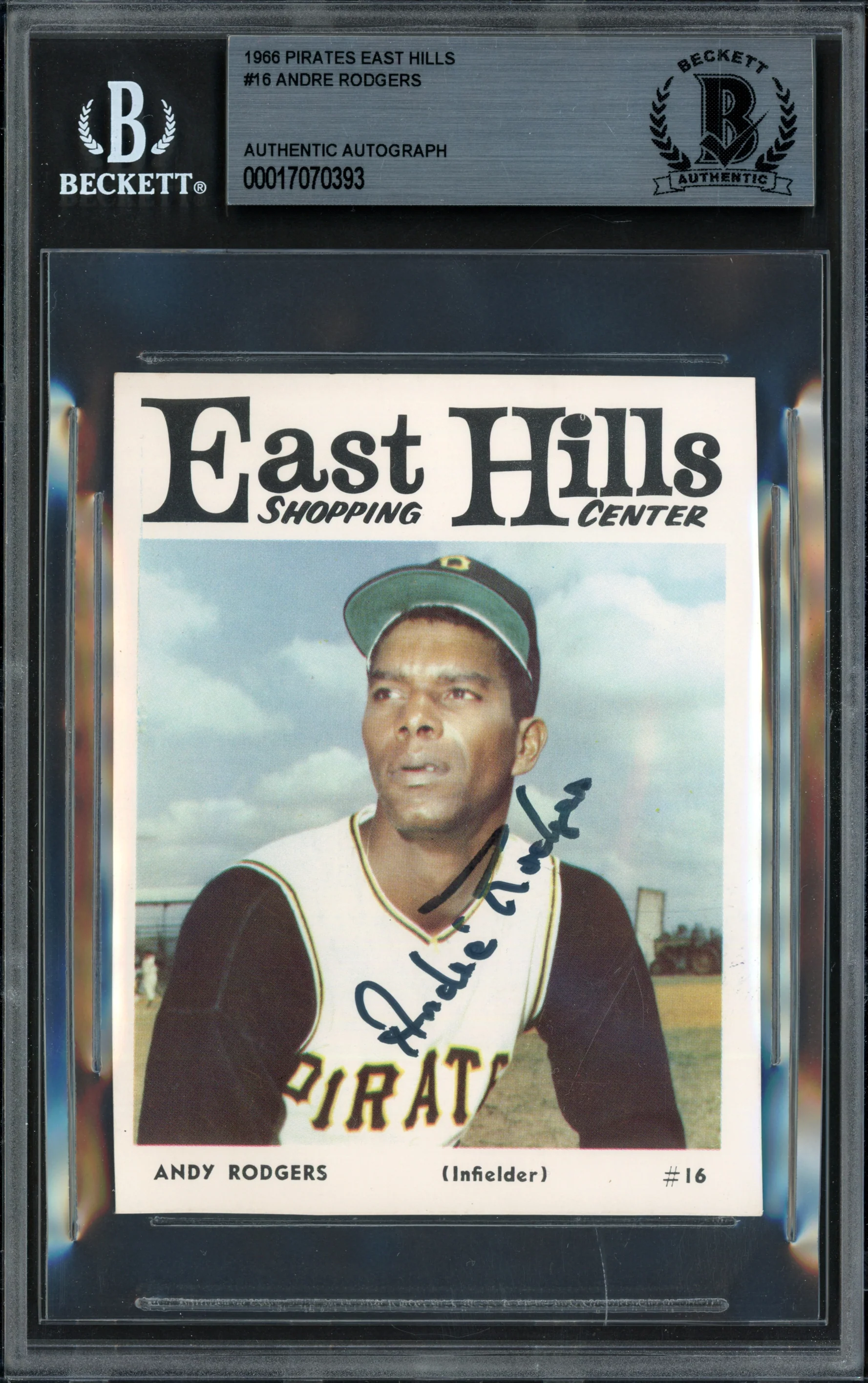Andre Rodgers Autographed 1966 East Hills Card #16 Pittsburgh Pirates Beckett BAS #17070393 - Image 3