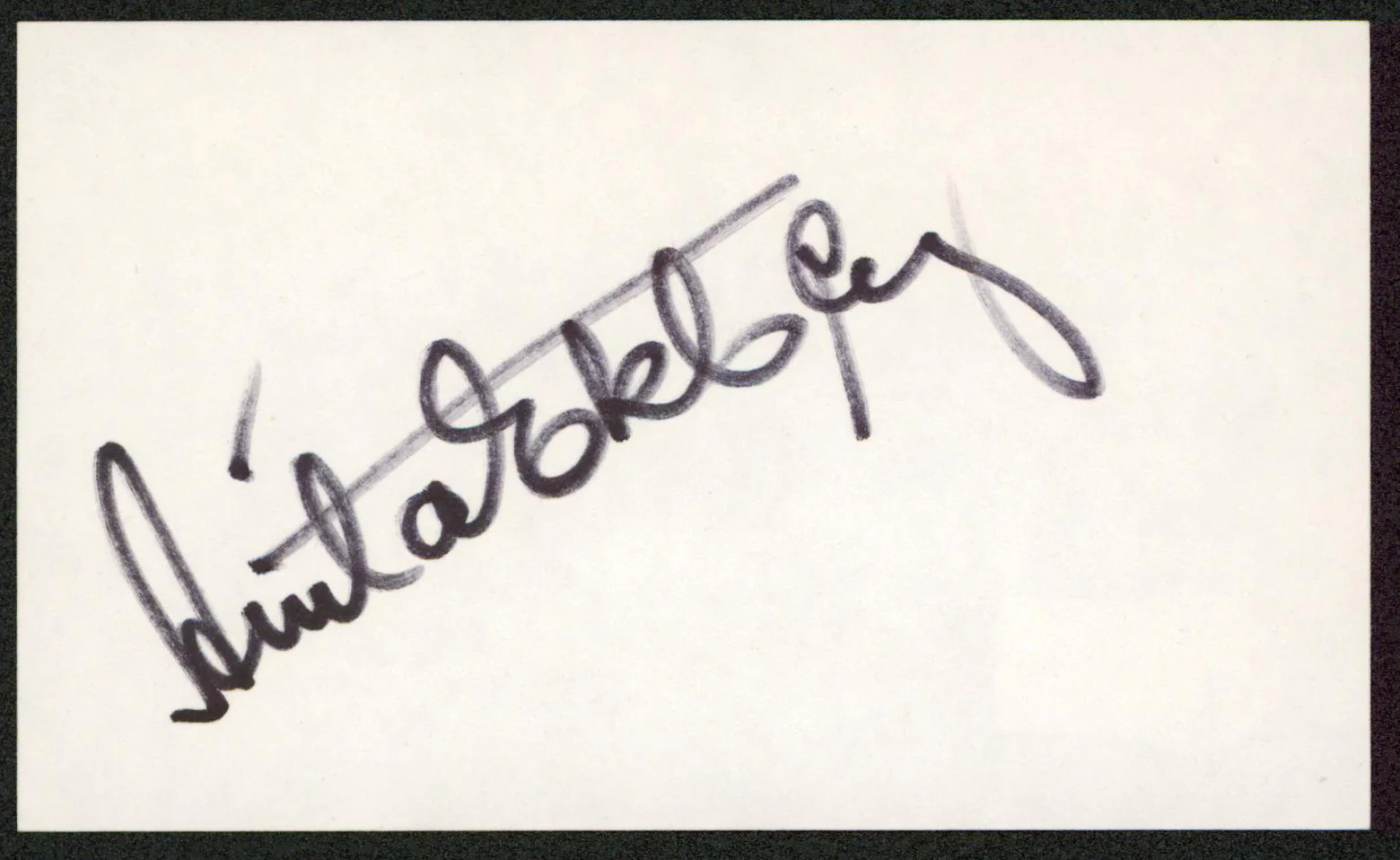 Anita Ekberg La Dolce Vita Authentic Signed 3x5 Index Card BAS #BW35528 - Image 2