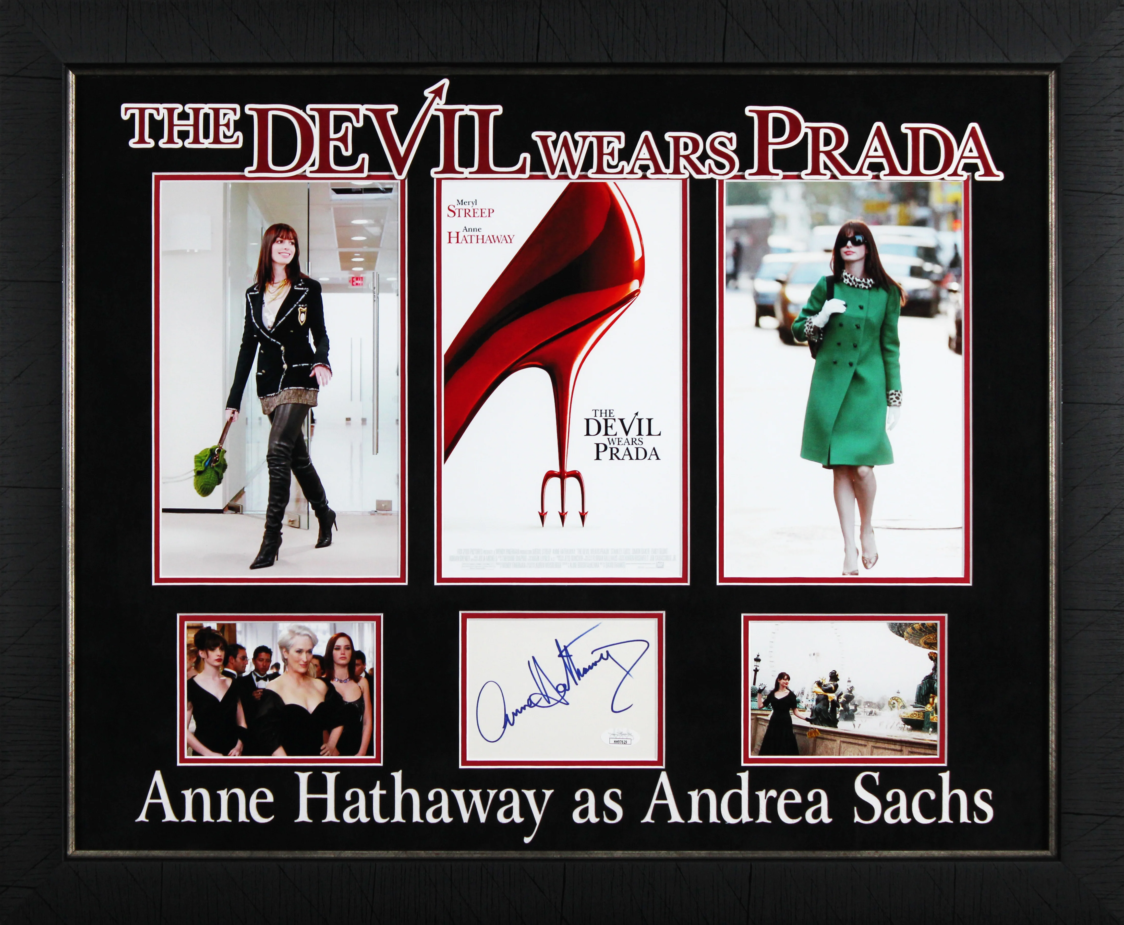 Anne Hathaway The Devil Wears Prada Signed & Framed 4x6 Index Card JSA #HH97629