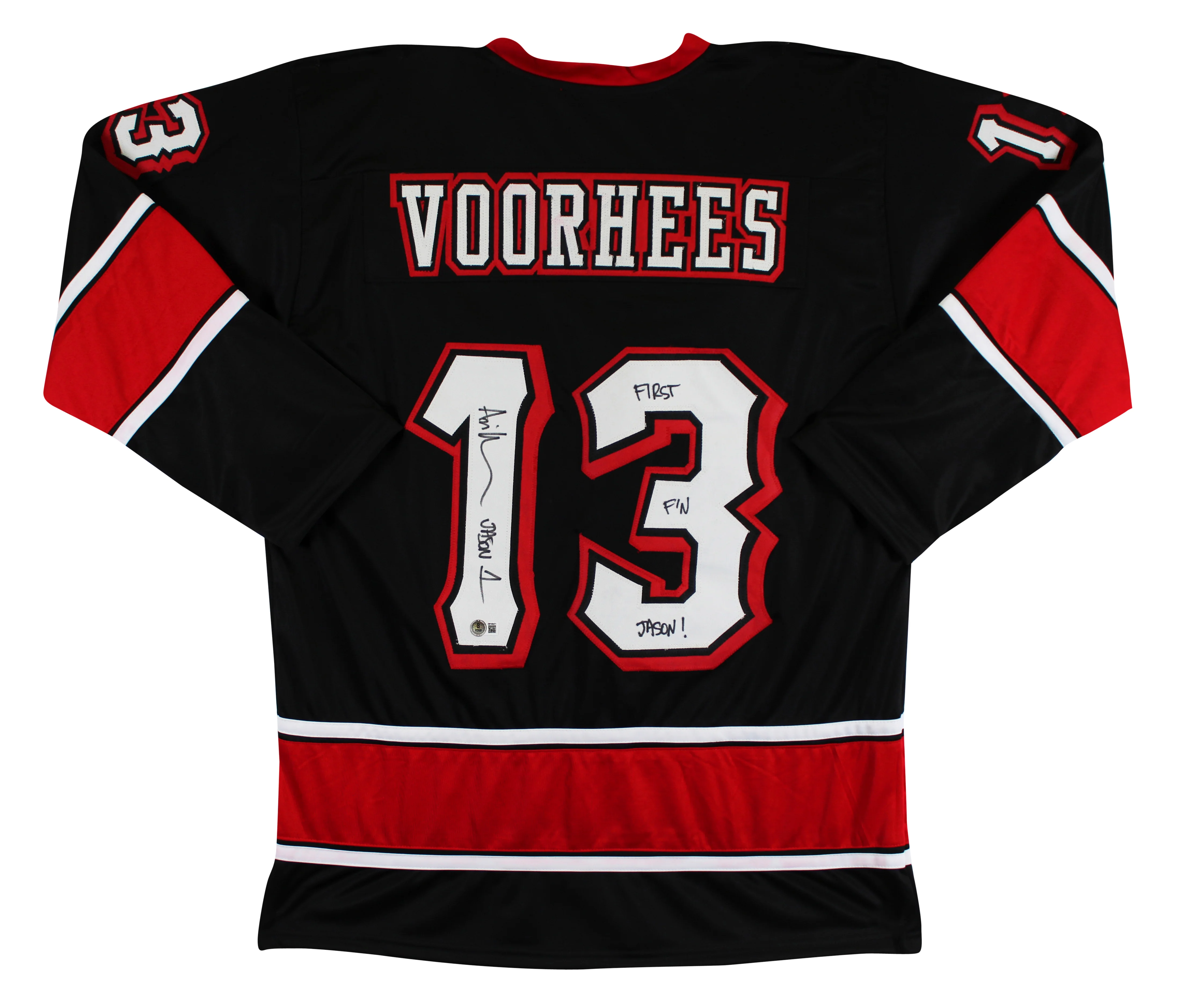 Ari Lehman "First F'N Jason" Authentic Signed Black Hockey Jersey BAS Witnessed - Image 2