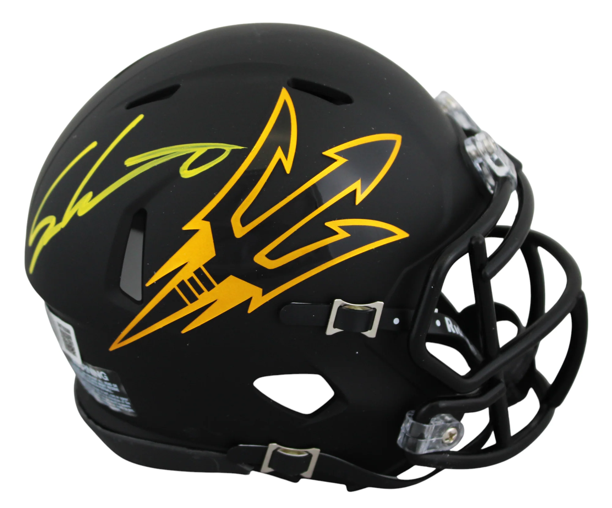 Arizona State Sam Leavitt Signed Black Speed Mini Helmet W/ Case BAS Witnessed - Image 3