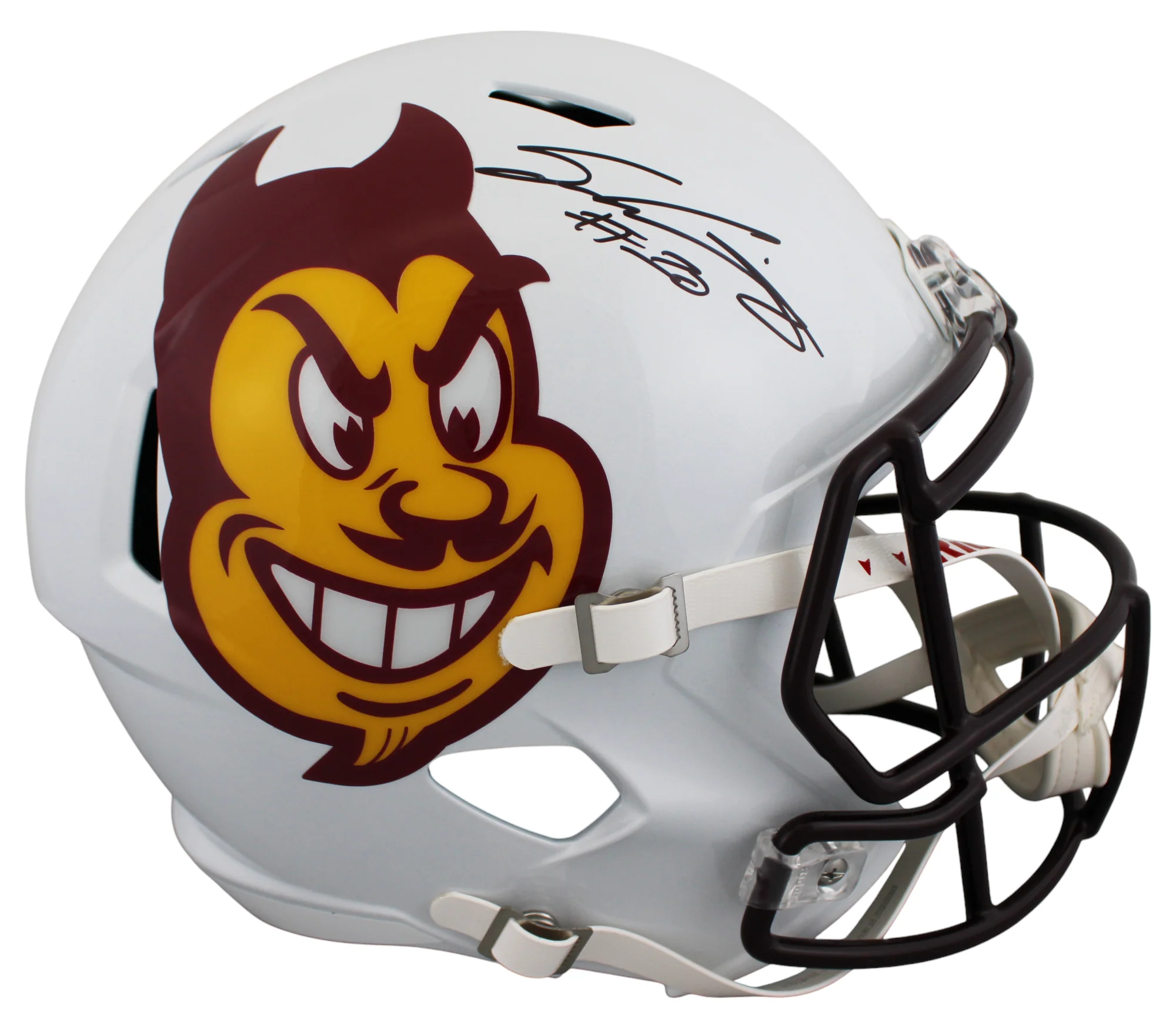 Arizona State Sam Leavitt Signed White Full Size Speed Rep Helmet W/ Case BAS W - Image 3