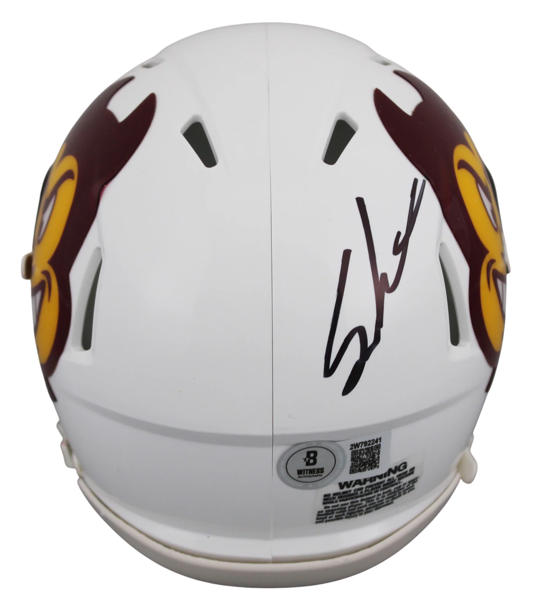 Arizona State Sam Leavitt Signed White Speed Mini Helmet W/ Case BAS Witnessed - Image 4