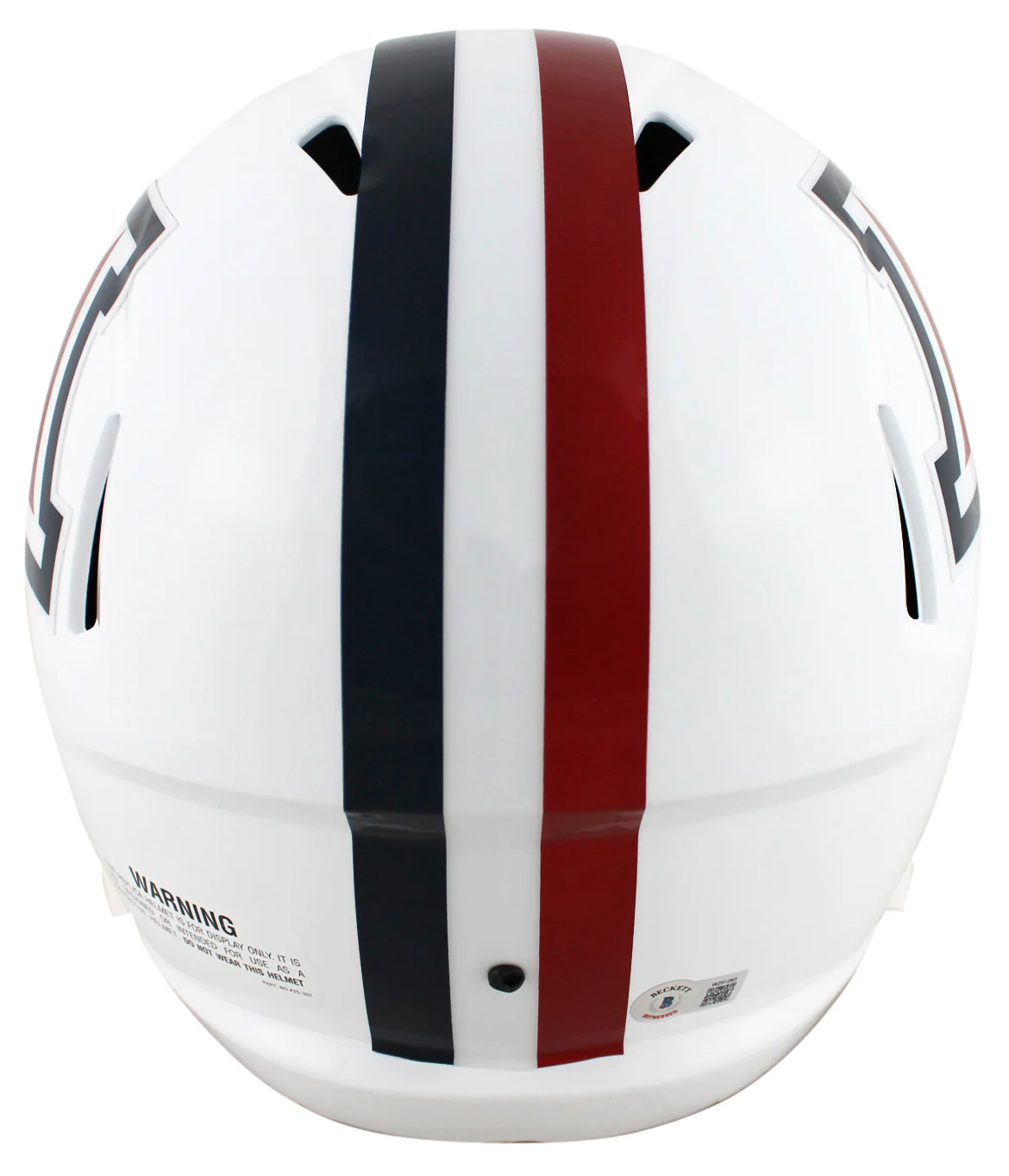 Arizona Tedy Bruschi Signed White Full Size Speed Rep Helmet W/ Case BAS Witness - Image 3
