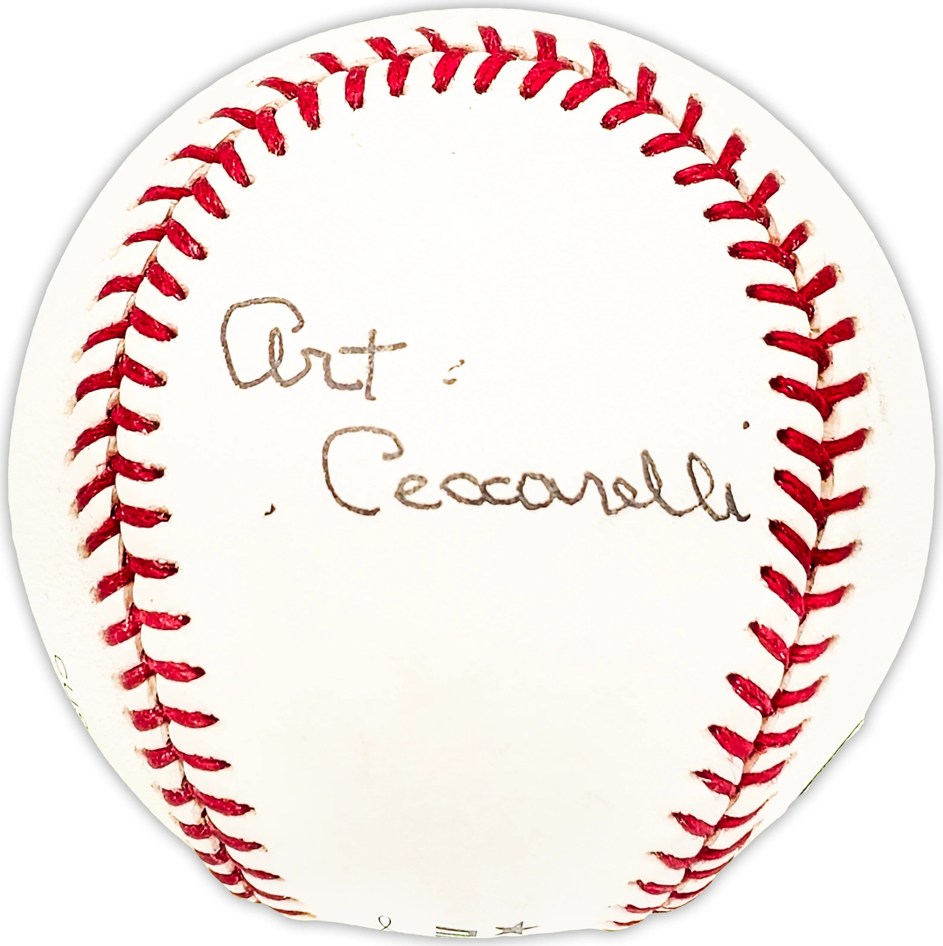 Art Ceccarelli Autographed Official NL Baseball Chicago Cubs, Baltimore Orioles Beckett BAS QR #BM25298