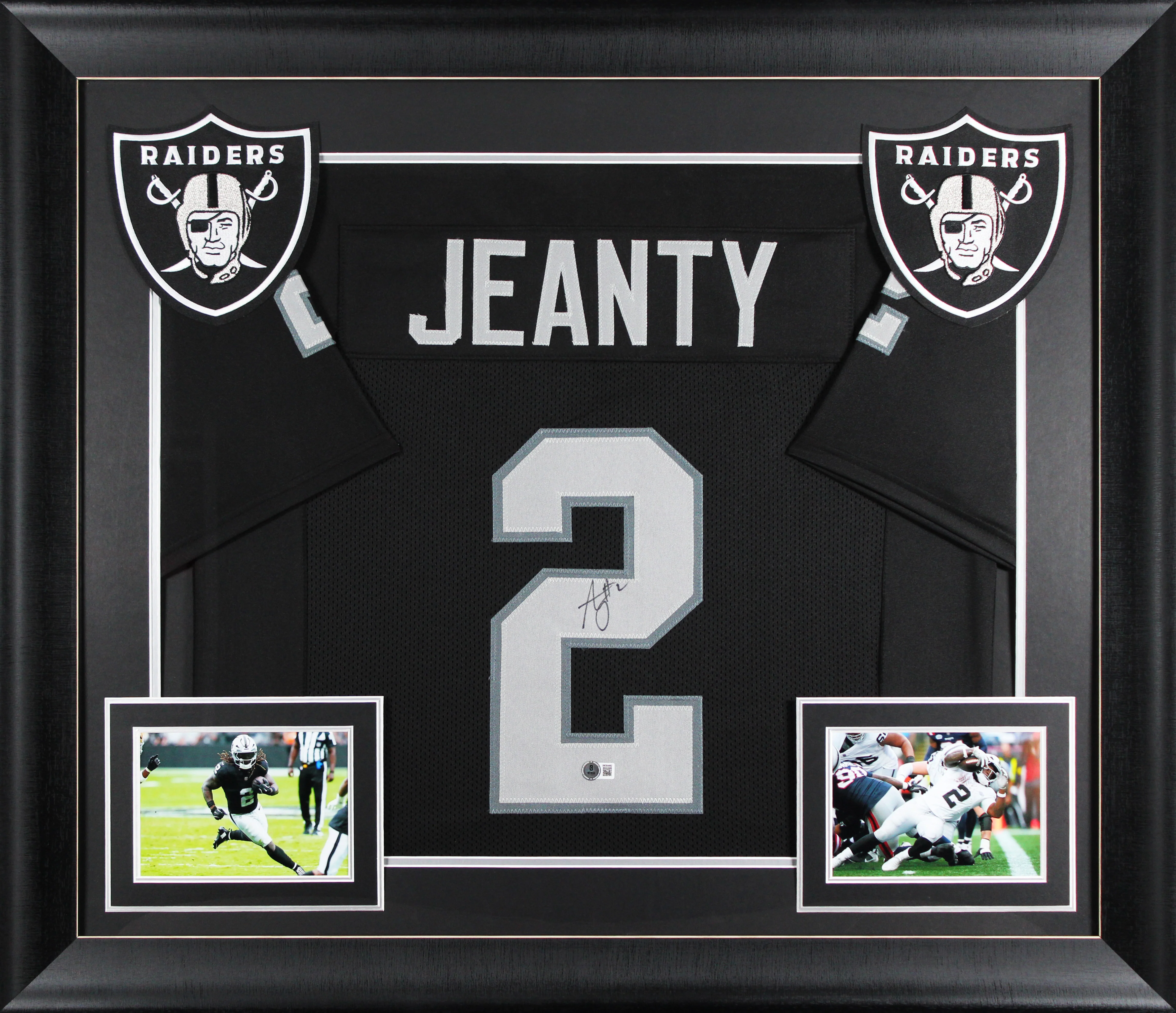 Ashton Jeanty Authentic Signed Black Pro Style Framed Jersey BAS Witnessed 2 - Image 2