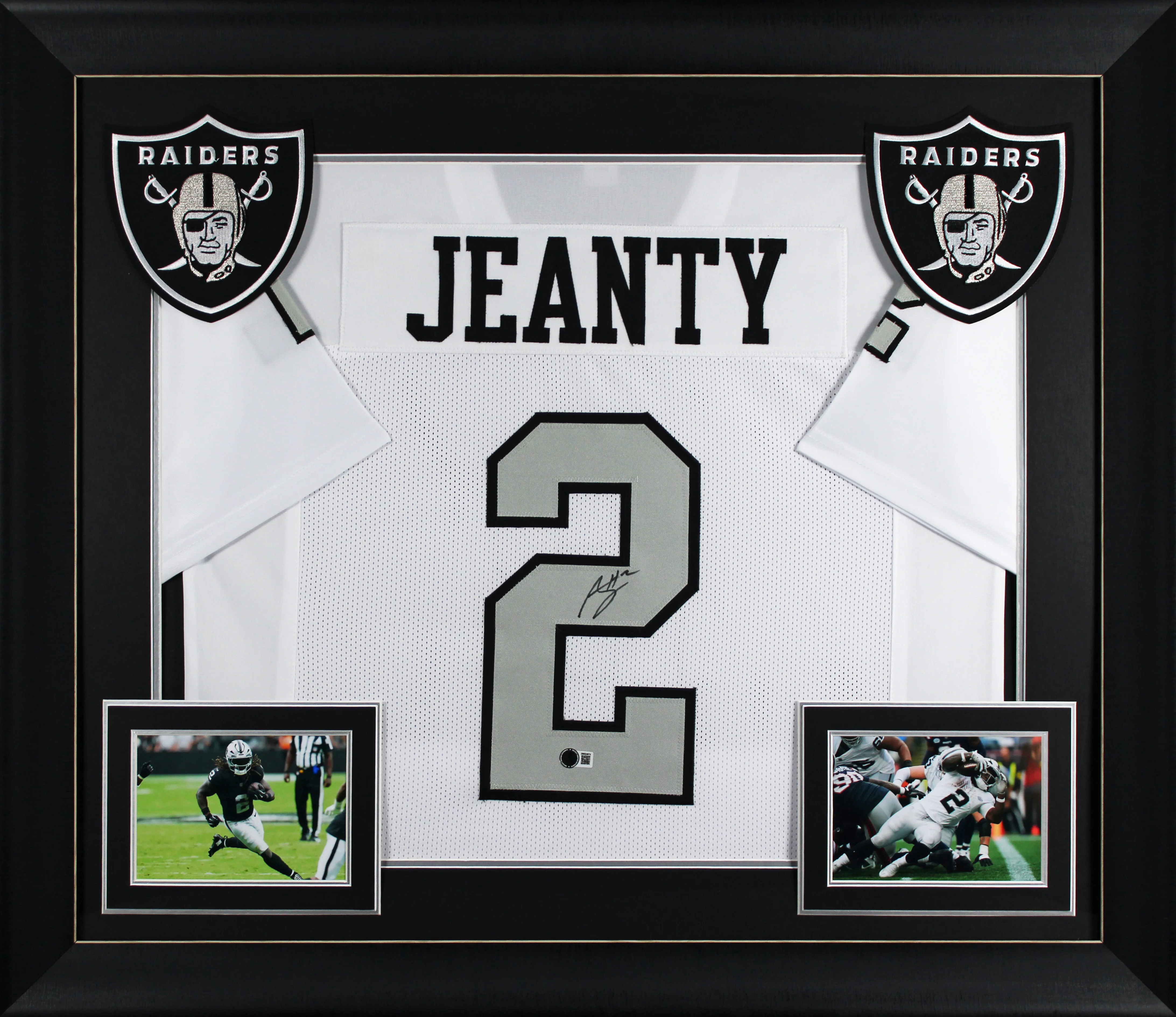 Ashton Jeanty Authentic Signed White Color Rush Pro Style Framed Jersey BAS Wit - Image 2