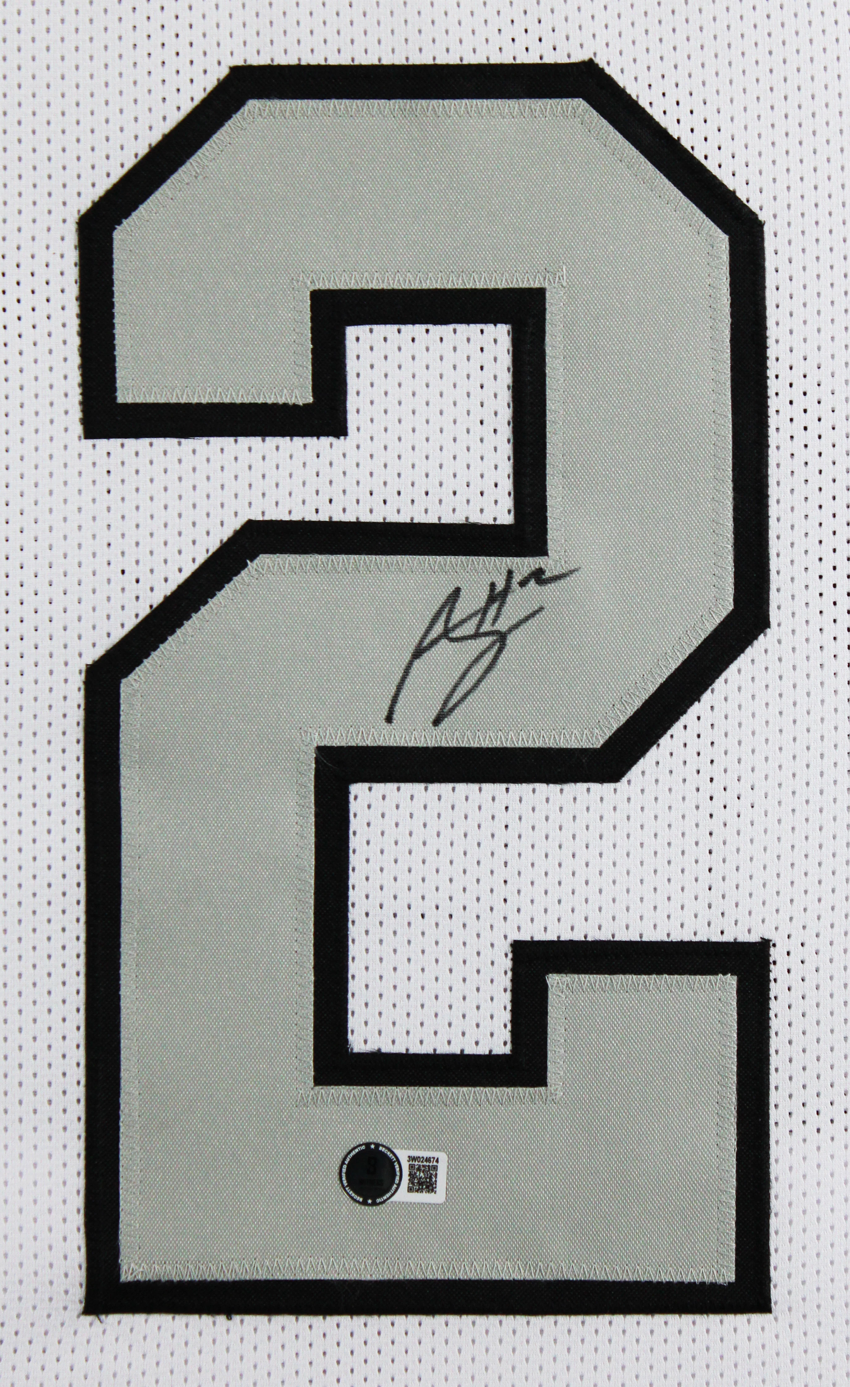 Ashton Jeanty Authentic Signed White Color Rush Pro Style Framed Jersey BAS Wit - Image 3