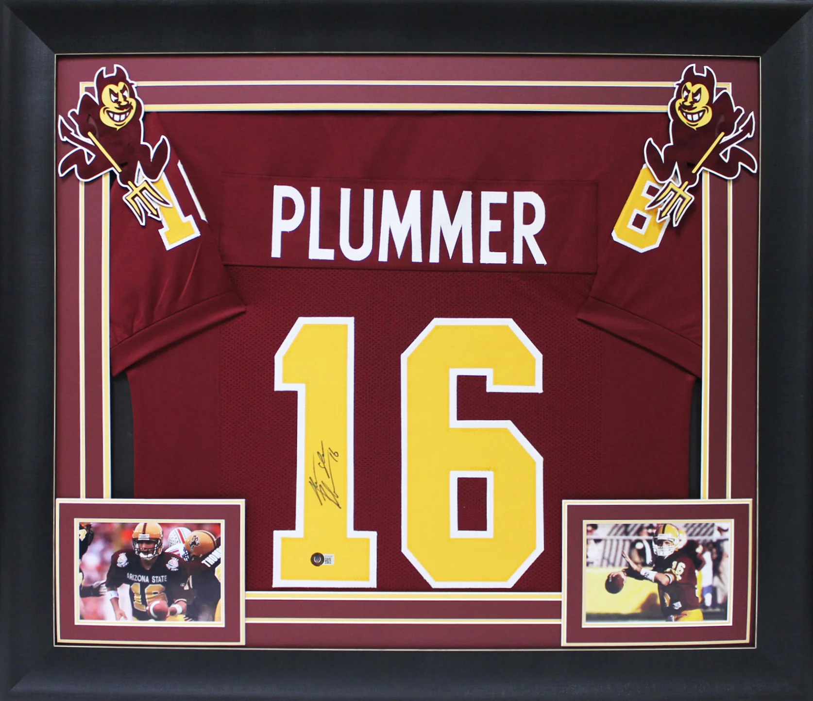 ASU Jake Plummer Signed Maroon Pro Style Framed Jersey Signed on #1 BAS Witness - Image 2