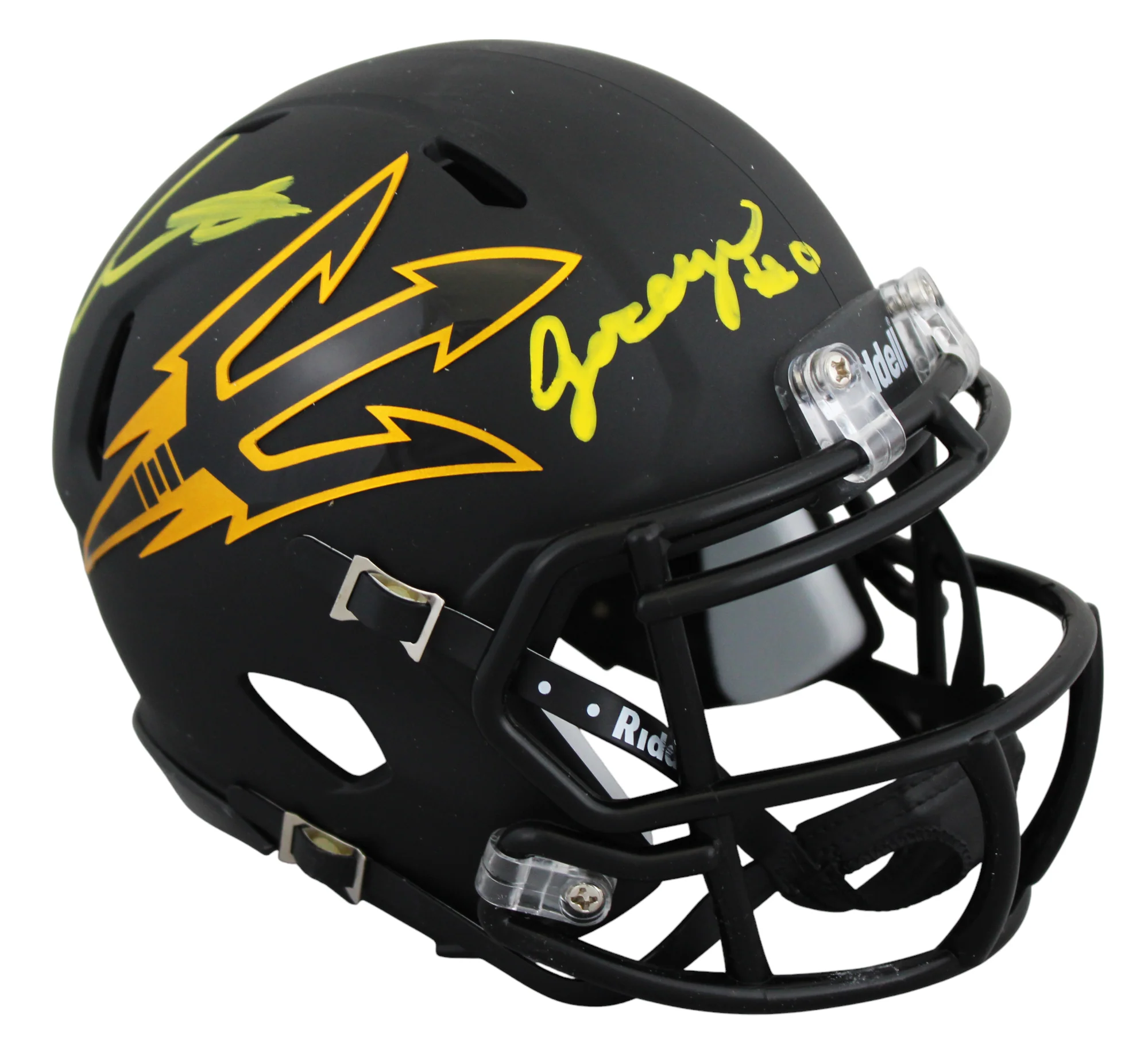 ASU Sam Leavitt & Jordyn Tyson Signed Black Speed Mini Helmet BAS Witnessed - Image 3