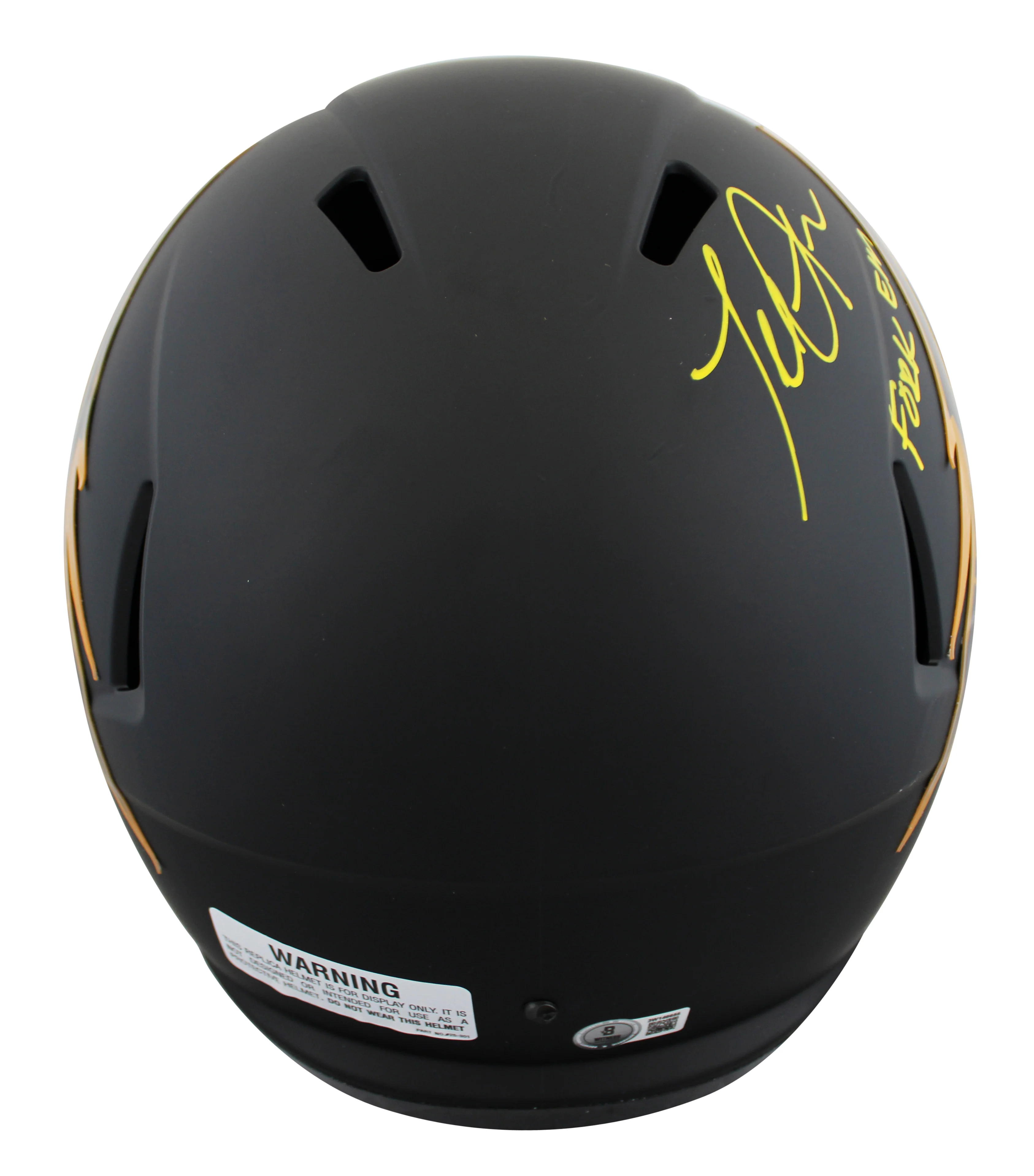 ASU Terrell Suggs "Fork Em" Signed Black Full Size Speed Rep Helmet BAS Witness - Image 3