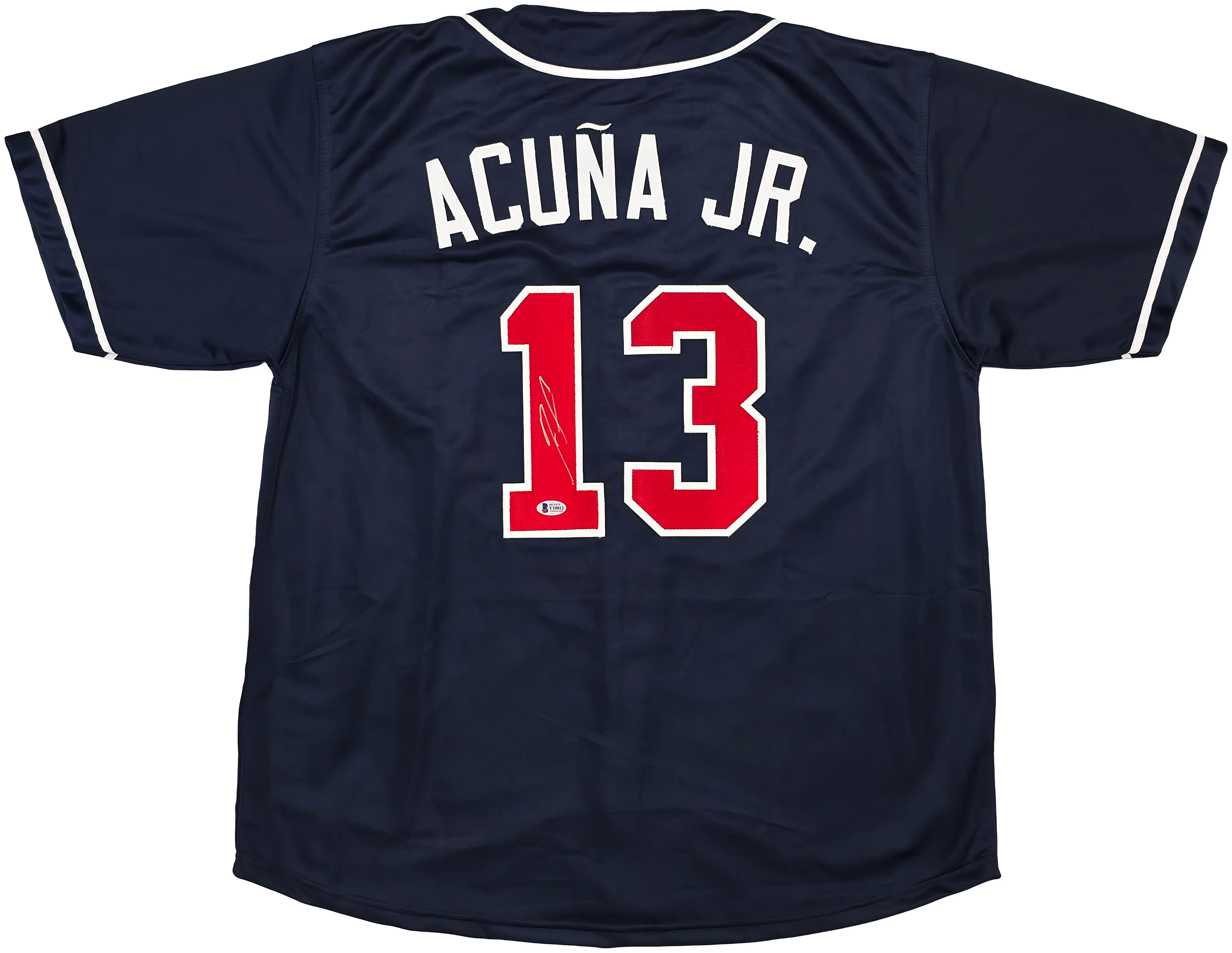 Atlanta Braves Ronald Acuna Jr. Autographed Blue Jersey Beckett BAS Stock #250574 - Image 2