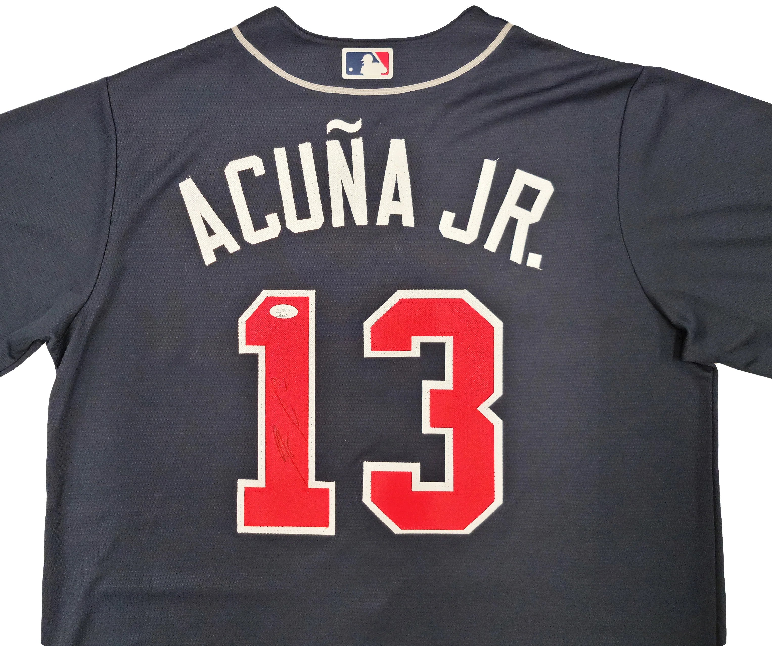 Atlanta Braves Ronald Acuna Jr. Autographed Blue Nike Jersey Size L JSA Stock #205683 - Image 3