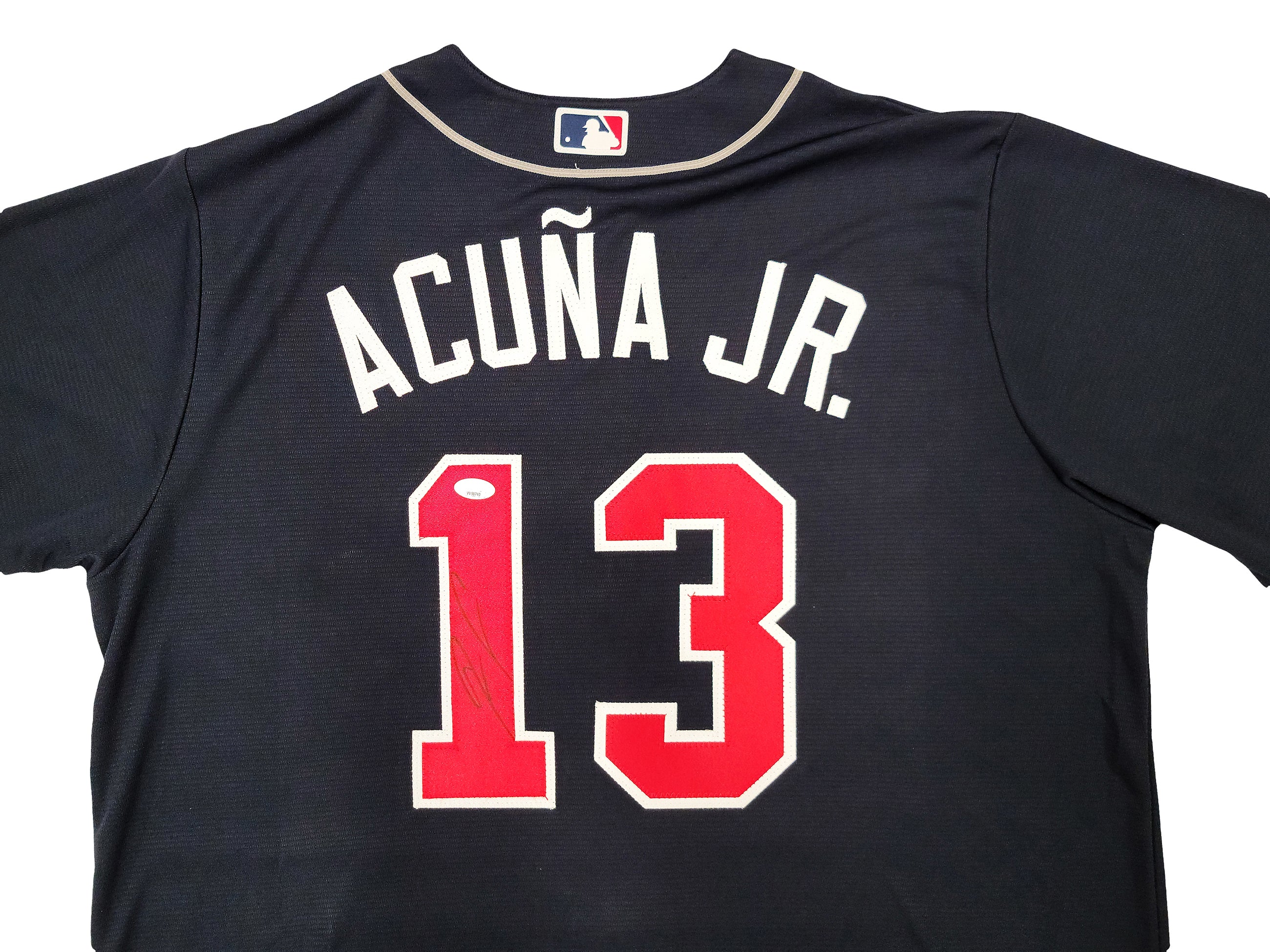 Atlanta Braves Ronald Acuna Jr. Autographed Blue Nike Jersey Size XL JSA Stock #205684 - Image 3