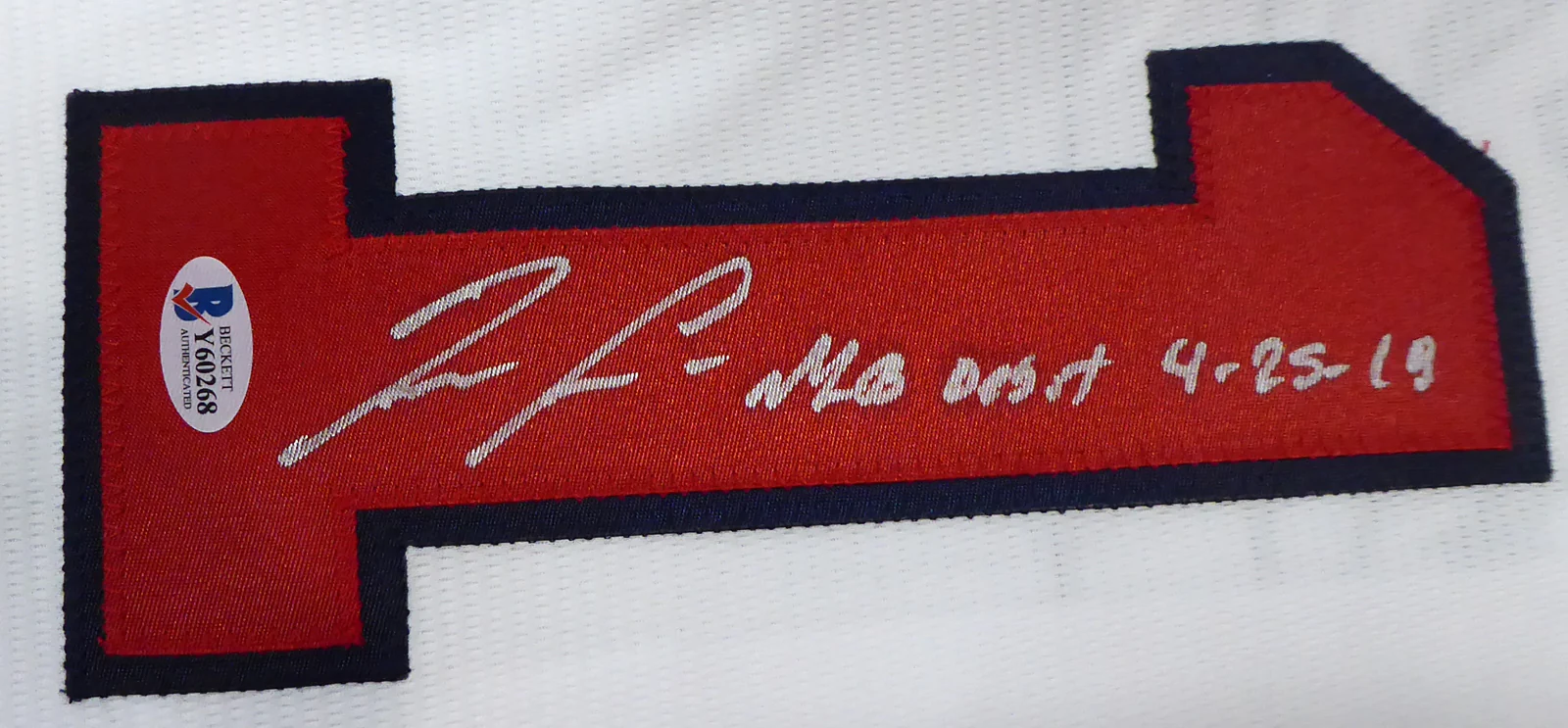 Atlanta Braves Ronald Acuna Jr. Autographed Majestic Cool Base White Jersey Size L "MLB Debut 4-25-18" Beckett BAS Stock #190025 - Image 3