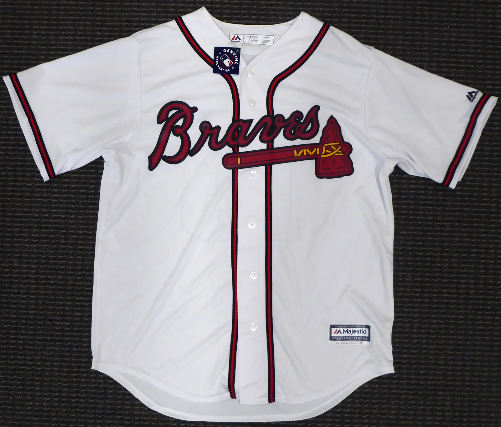 Atlanta Braves Ronald Acuna Jr. Autographed Majestic Cool Base White Jersey Size L "MLB Debut 4-25-18" Beckett BAS Stock #190025 - Image 4
