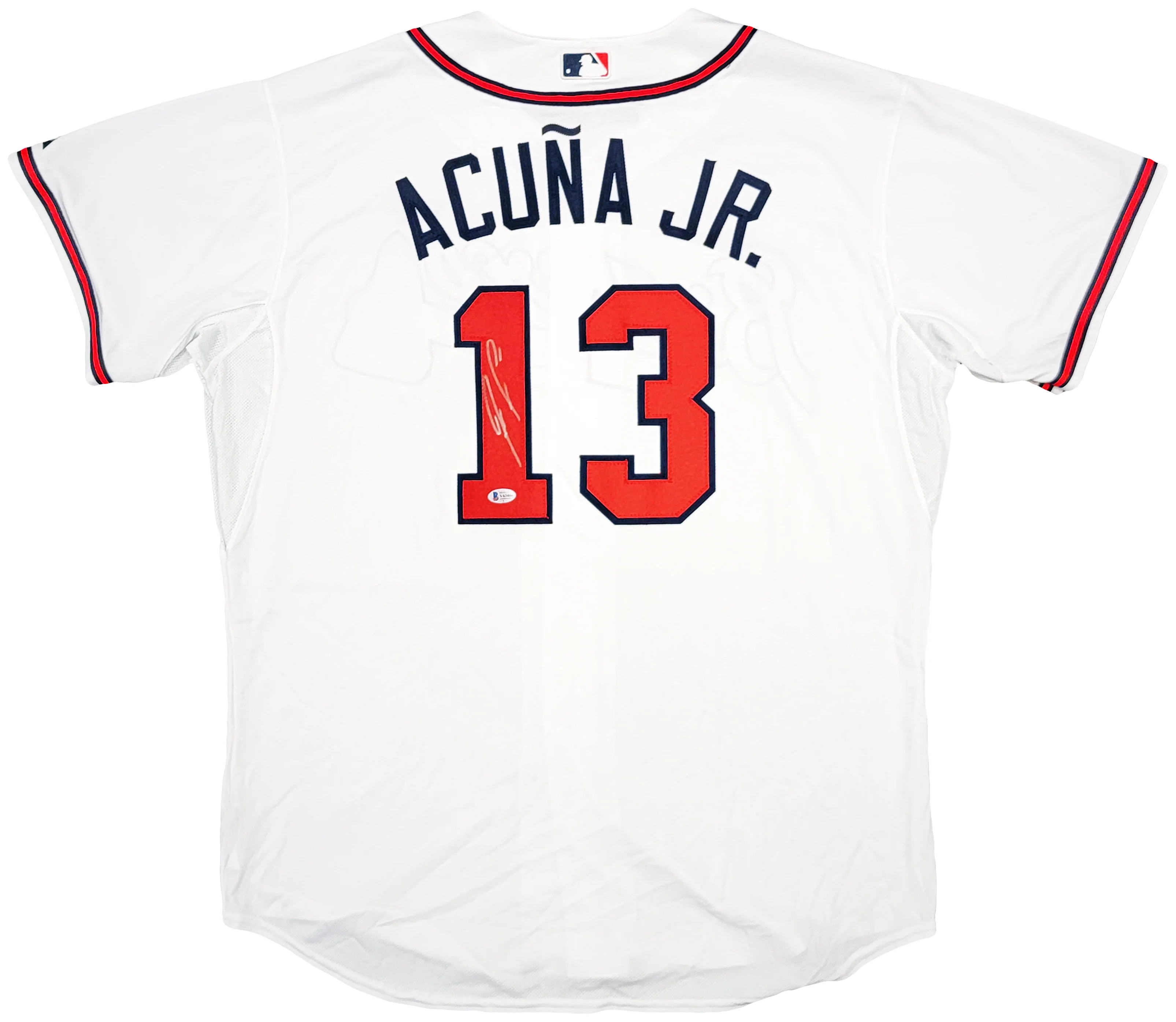 Atlanta Braves Ronald Acuna Jr. Autographed White Majestic Authentic Cool Base Jersey Size 52 Beckett BAS Stock #206515 - Image 2