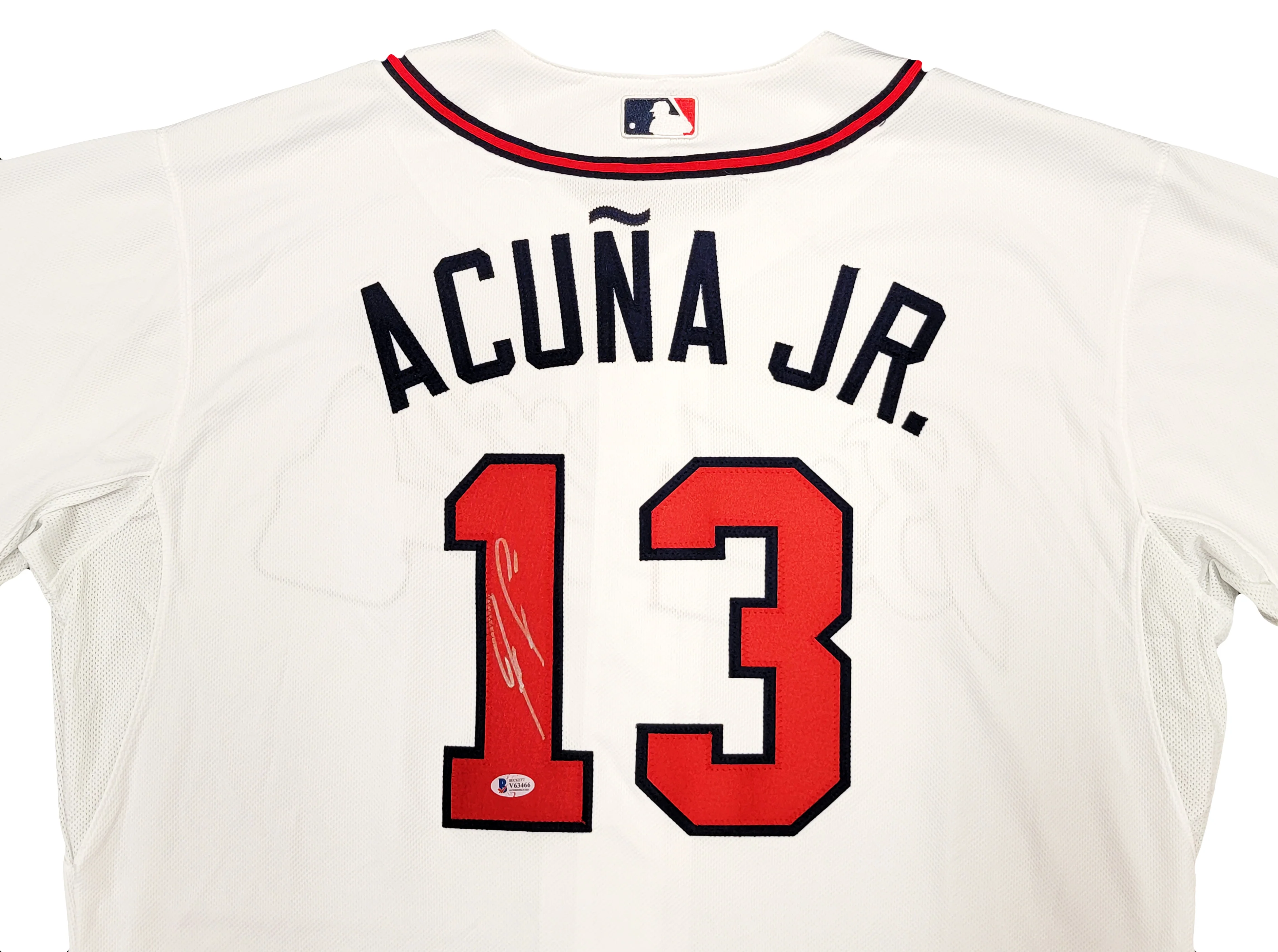 Atlanta Braves Ronald Acuna Jr. Autographed White Majestic Authentic Cool Base Jersey Size 52 Beckett BAS Stock #206515 - Image 3