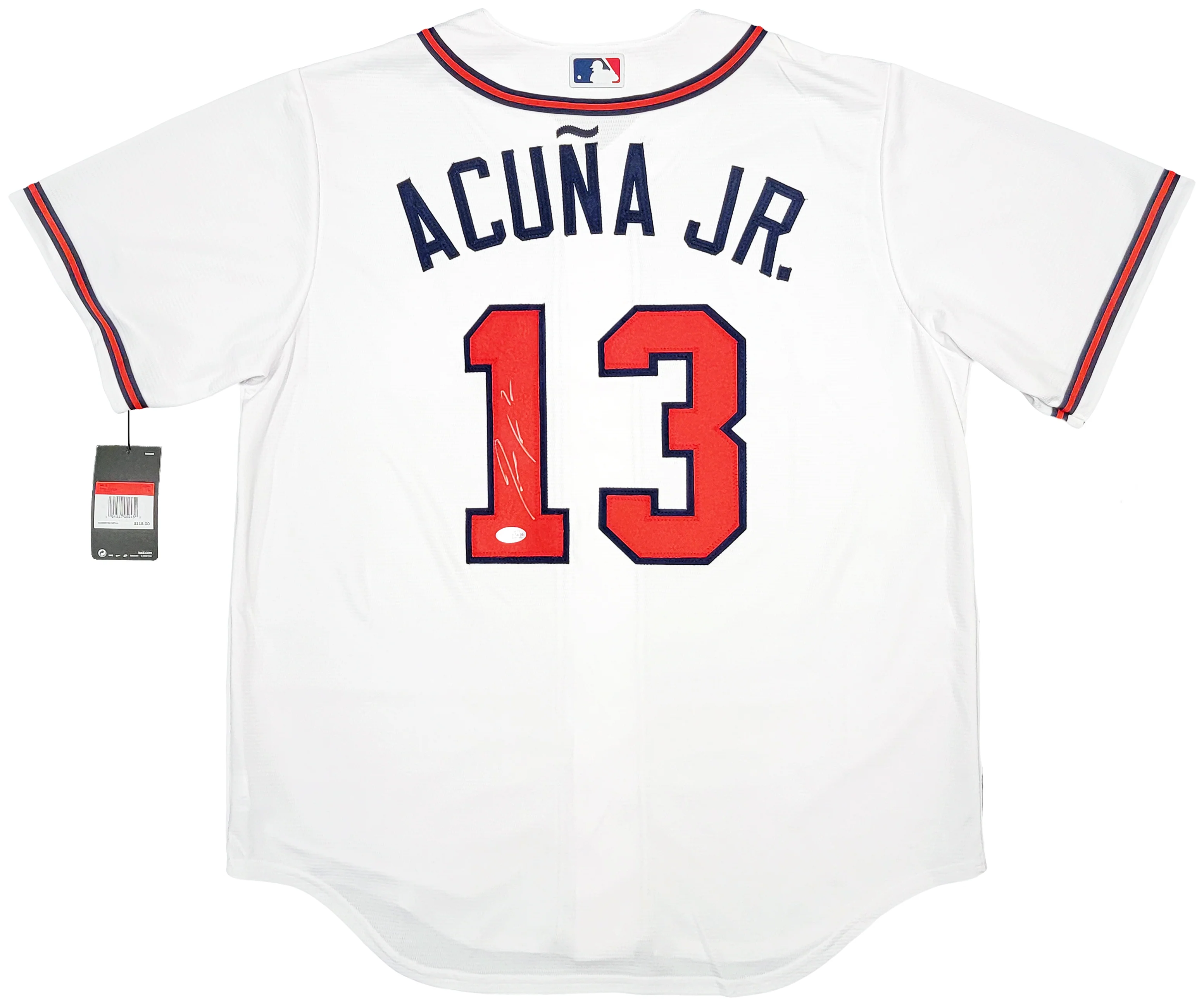 Atlanta Braves Ronald Acuna Jr. Autographed White Nike Jersey Size Large Beckett BAS Stock #206516 - Image 2