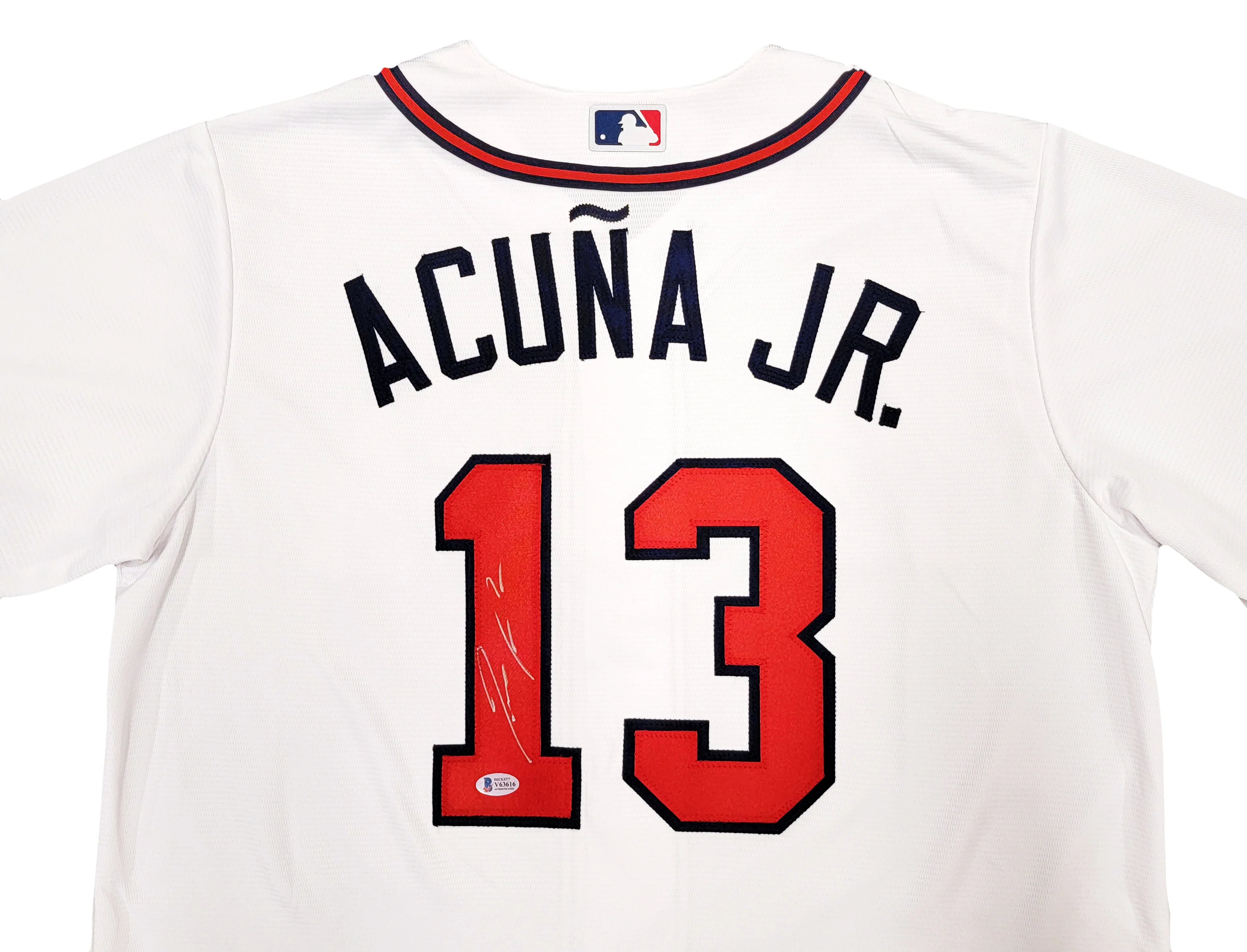 Atlanta Braves Ronald Acuna Jr. Autographed White Nike Jersey Size Large Beckett BAS Stock #206516 - Image 3