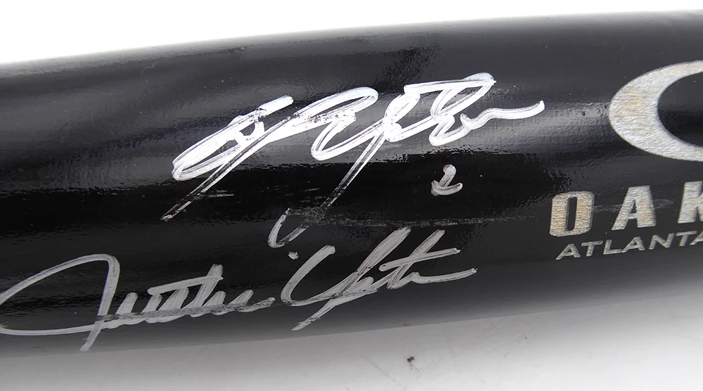 B.J. & Justin Upton Autographed Oakley Zinger Bat Family Business (Smudged) Beckett BAS QR #BU87122 - Image 2