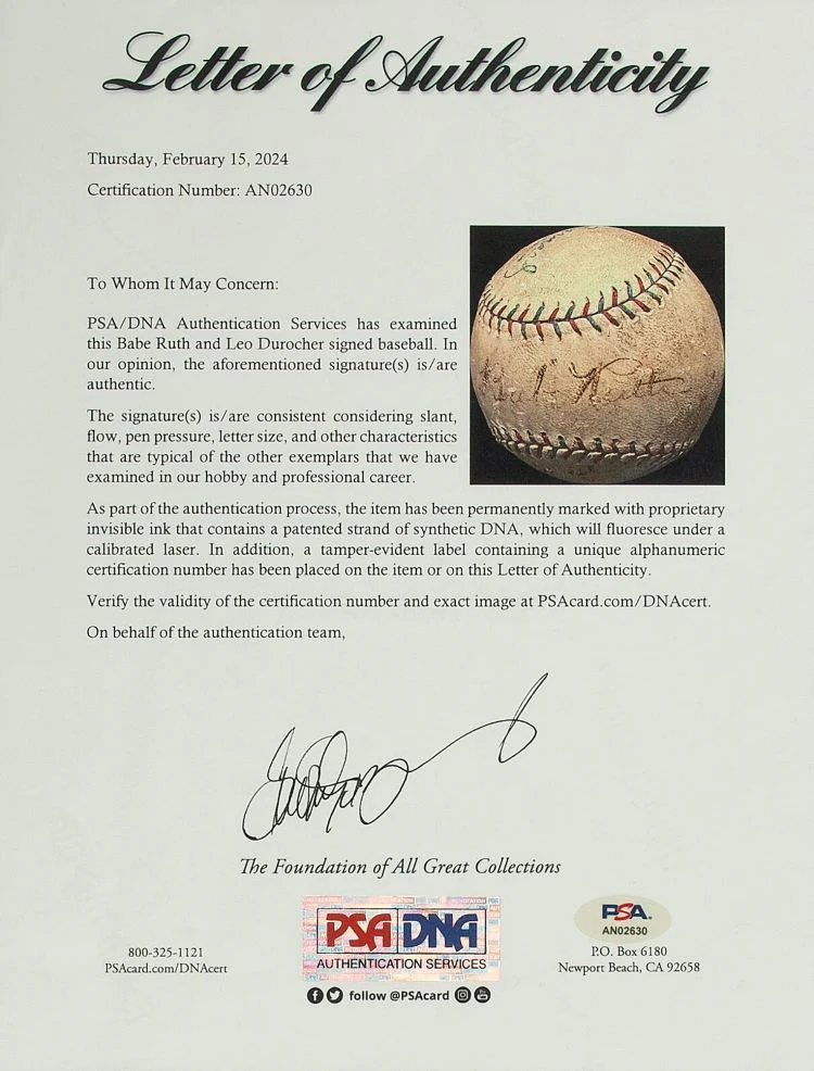 Babe Ruth New York Yankees Signed 1928 1st Home Run Baseball PSA+BAS - Image 7