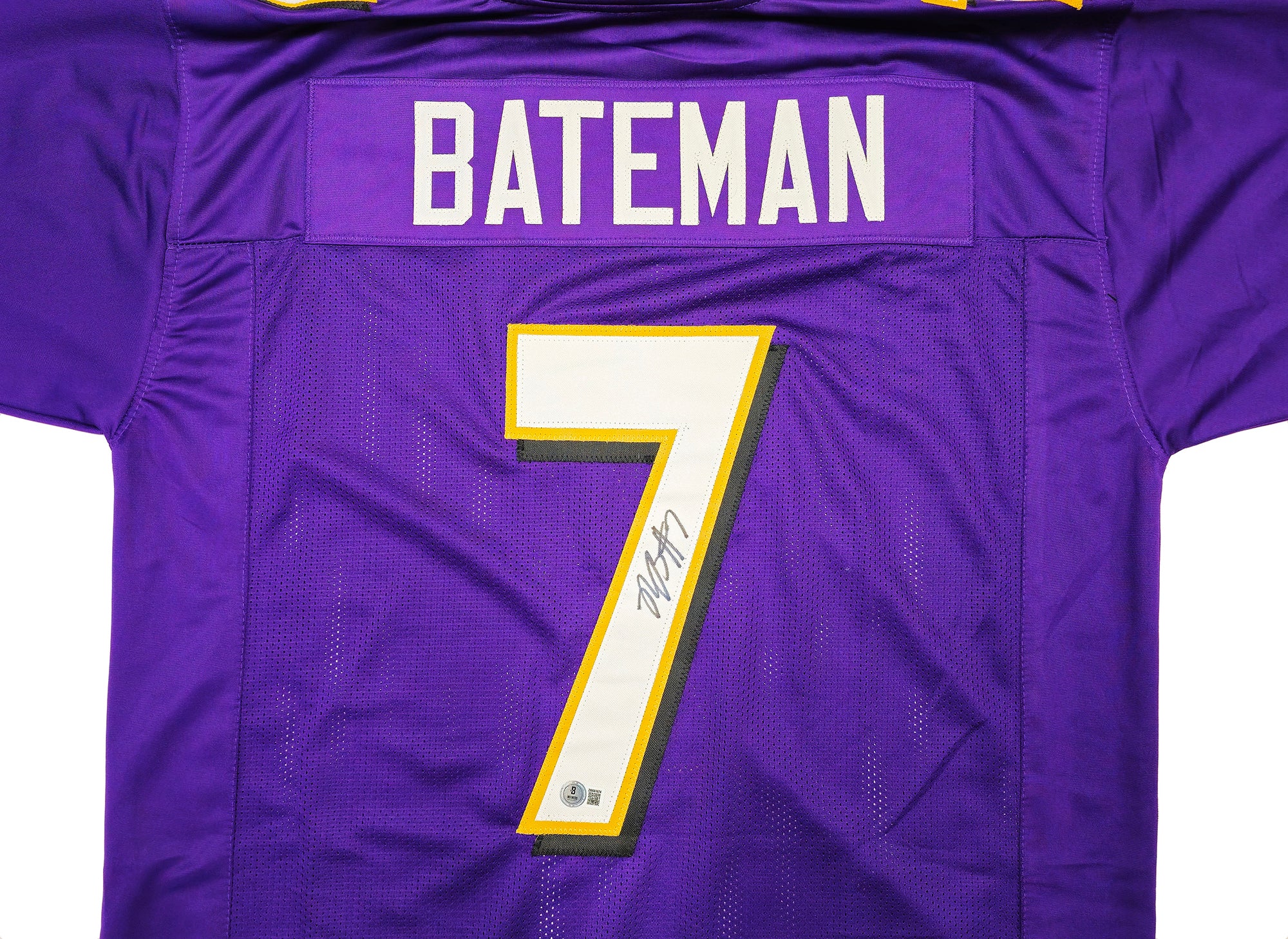 Baltimore Ravens Rashod Bateman Autographed Purple Jersey Beckett BAS Witness Stock #238350 - Image 3