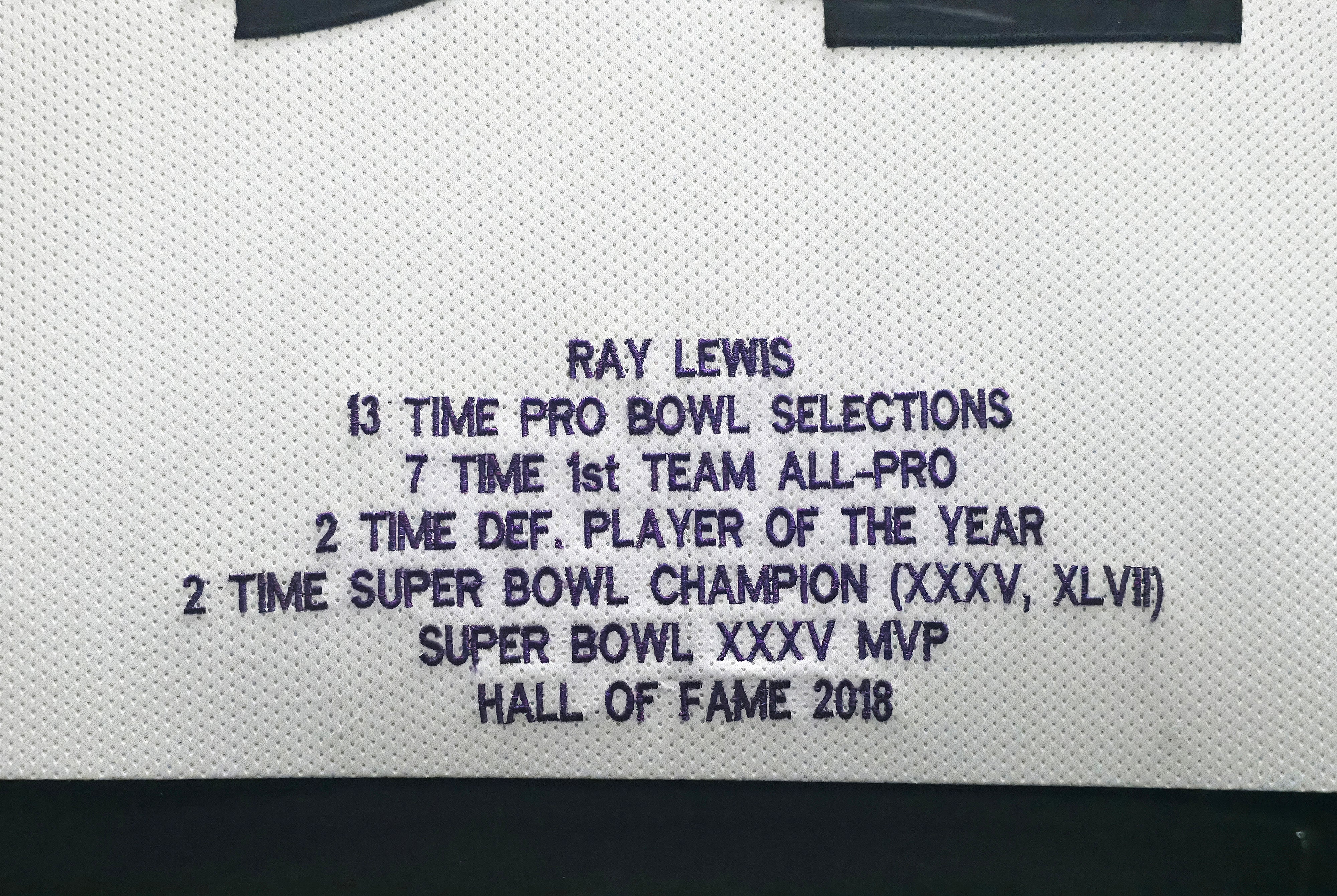 Baltimore Ravens Ray Lewis Autographed Framed White Jersey JSA Stock #252811 - Image 4