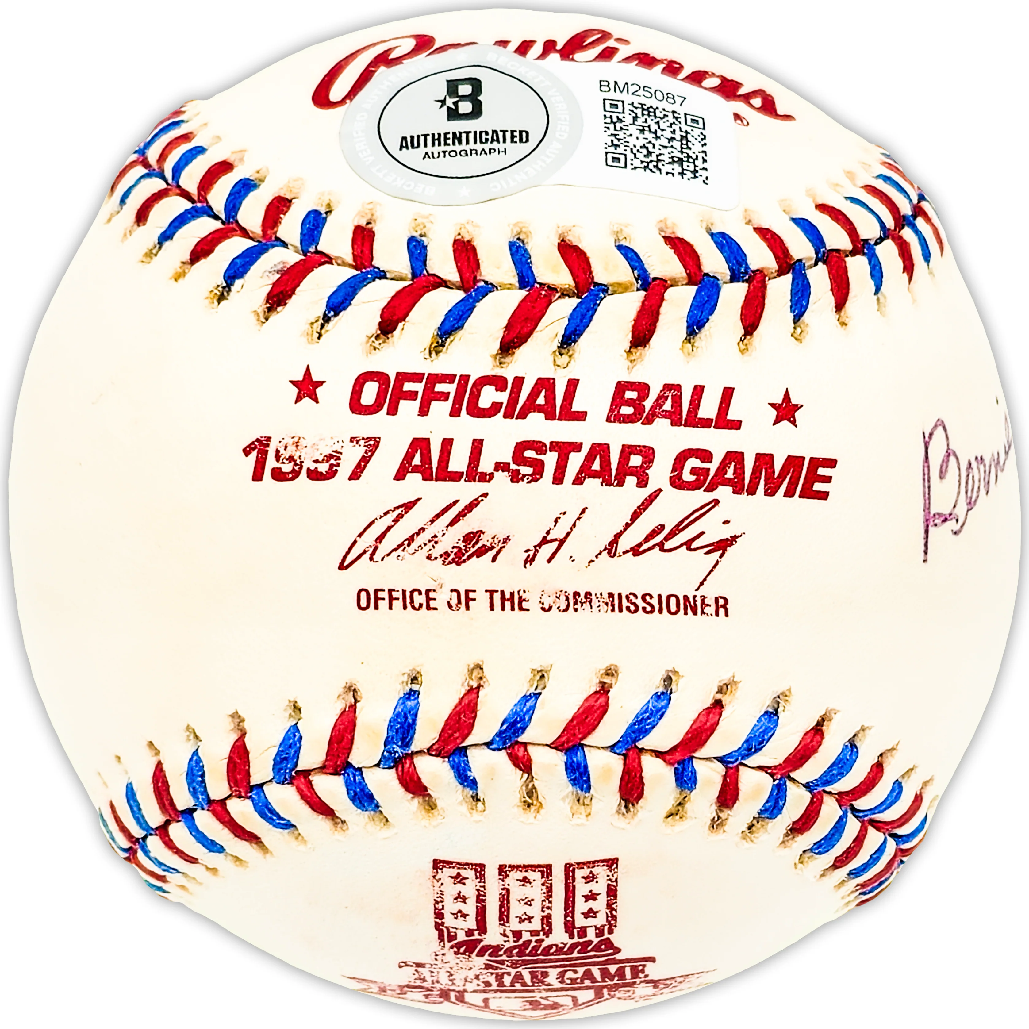 Barney Bernie Mussill Autographed Official 1997 All Star Game Logo Baseball Philadelphia Phillies Beckett BAS QR #BM25087 - Image 2