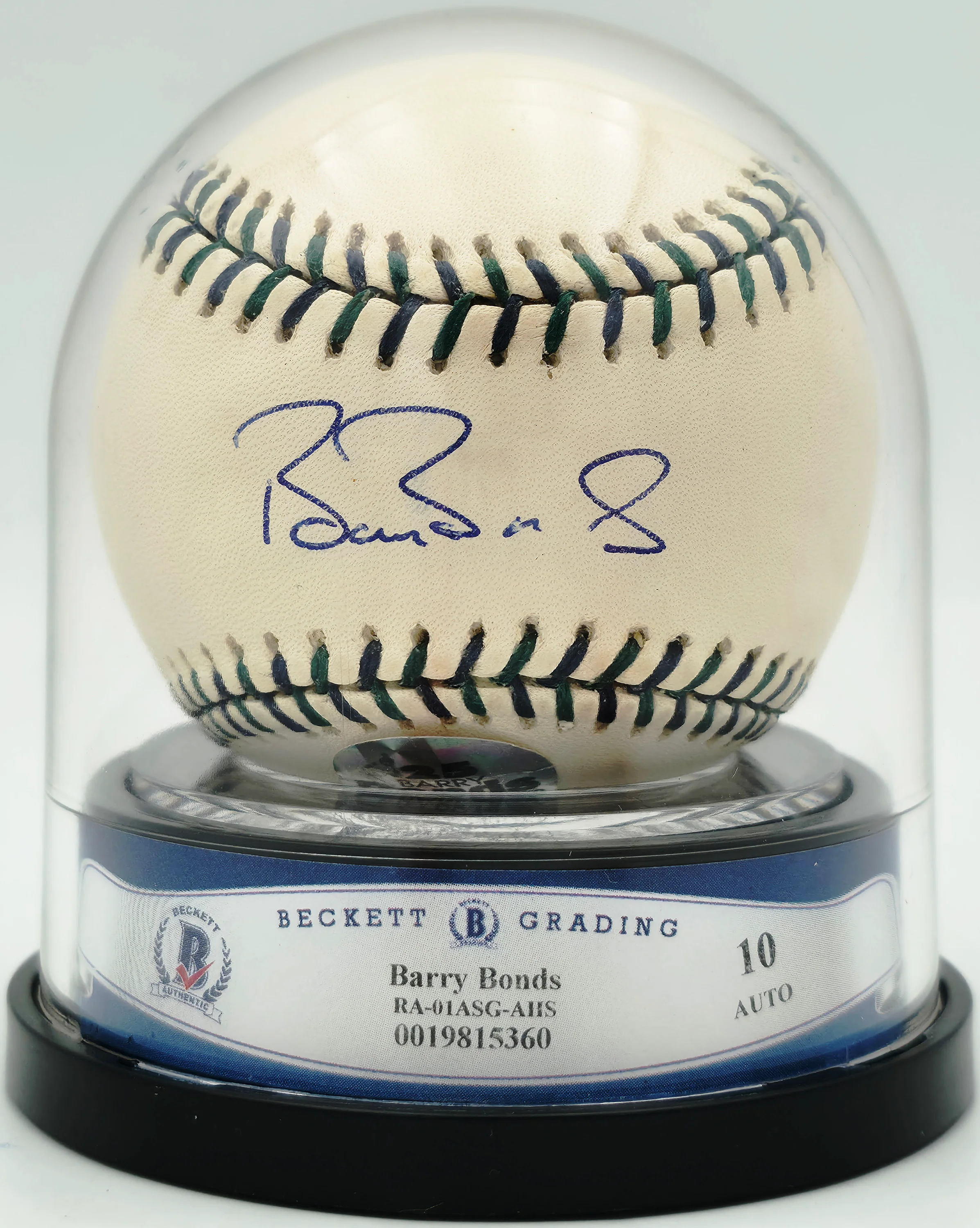 Barry Bonds Autographed Official 2001 All Star Game Logo Baseball San Francisco Giants Auto Grade Gem Mint 10 Beckett BAS #19815360