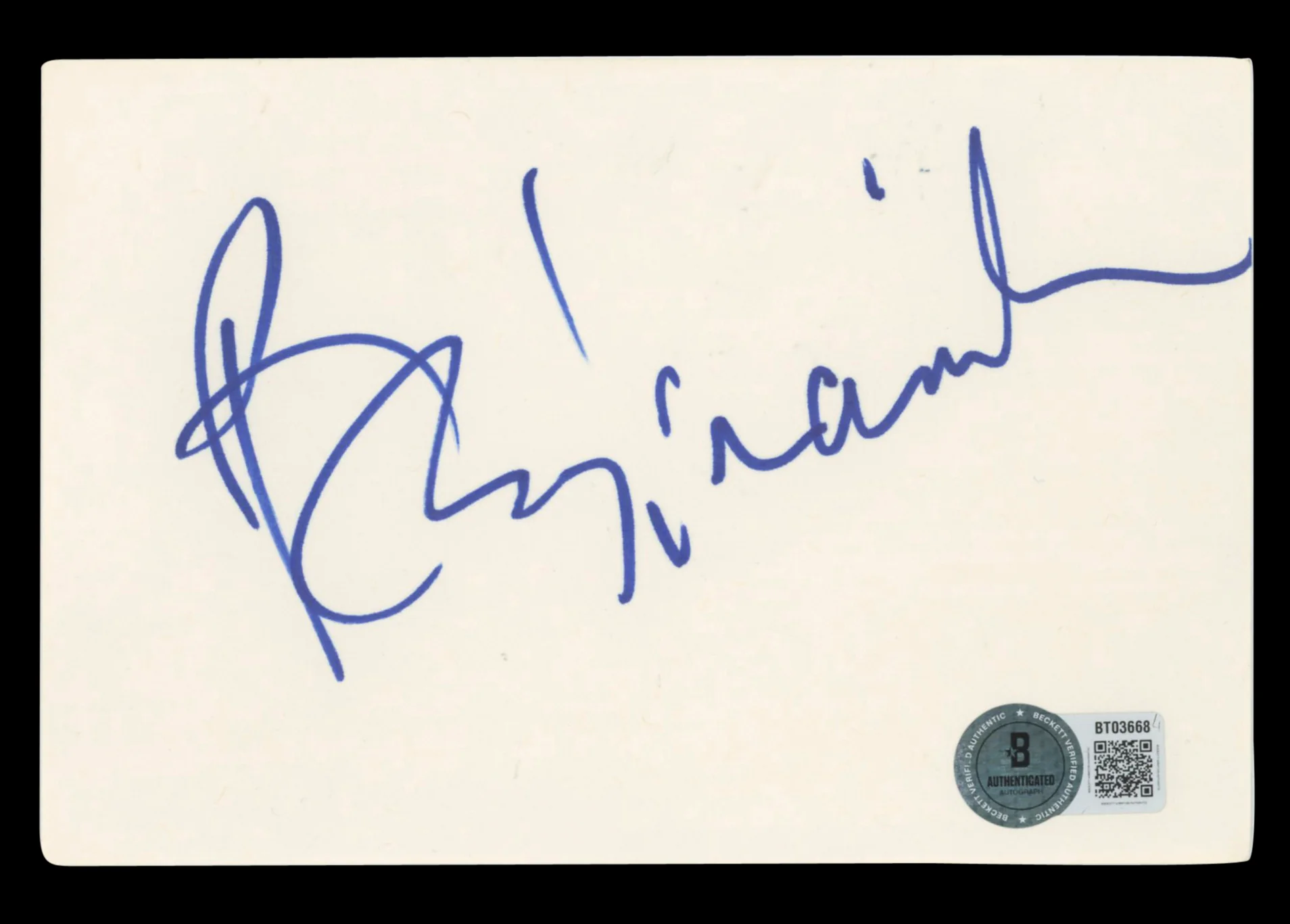 Barry Manilow Authentic Signed & Framed 4x6 Index Card Autographed BAS #BT03668 - Image 2