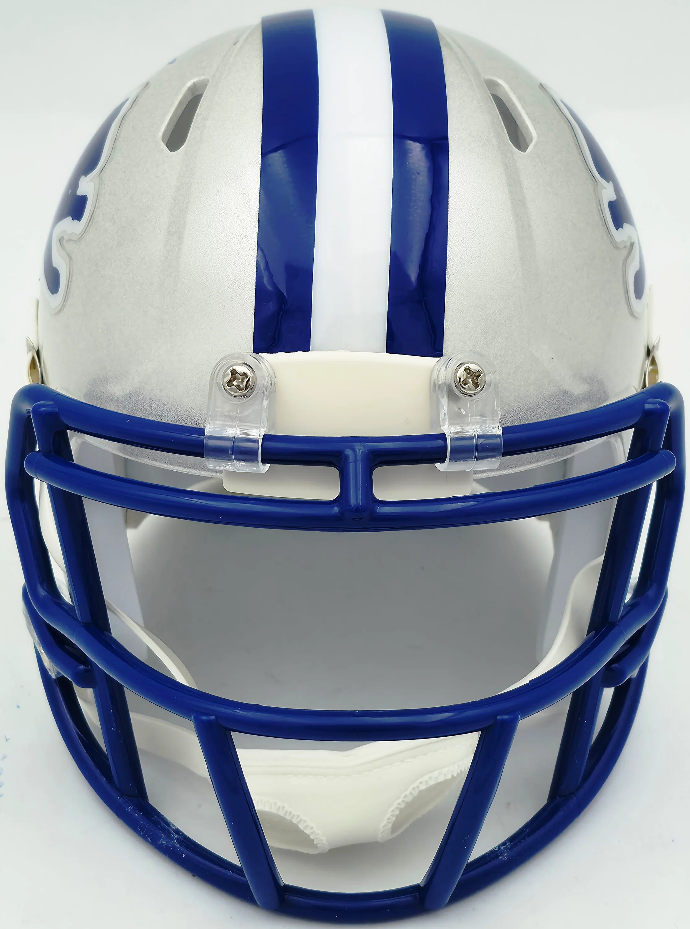 Barry Sanders Autographed Detroit Lions 1983-02 Silver Throwback Speed Mini Helmet Beckett BAS QR Stock #260182 - Image 3