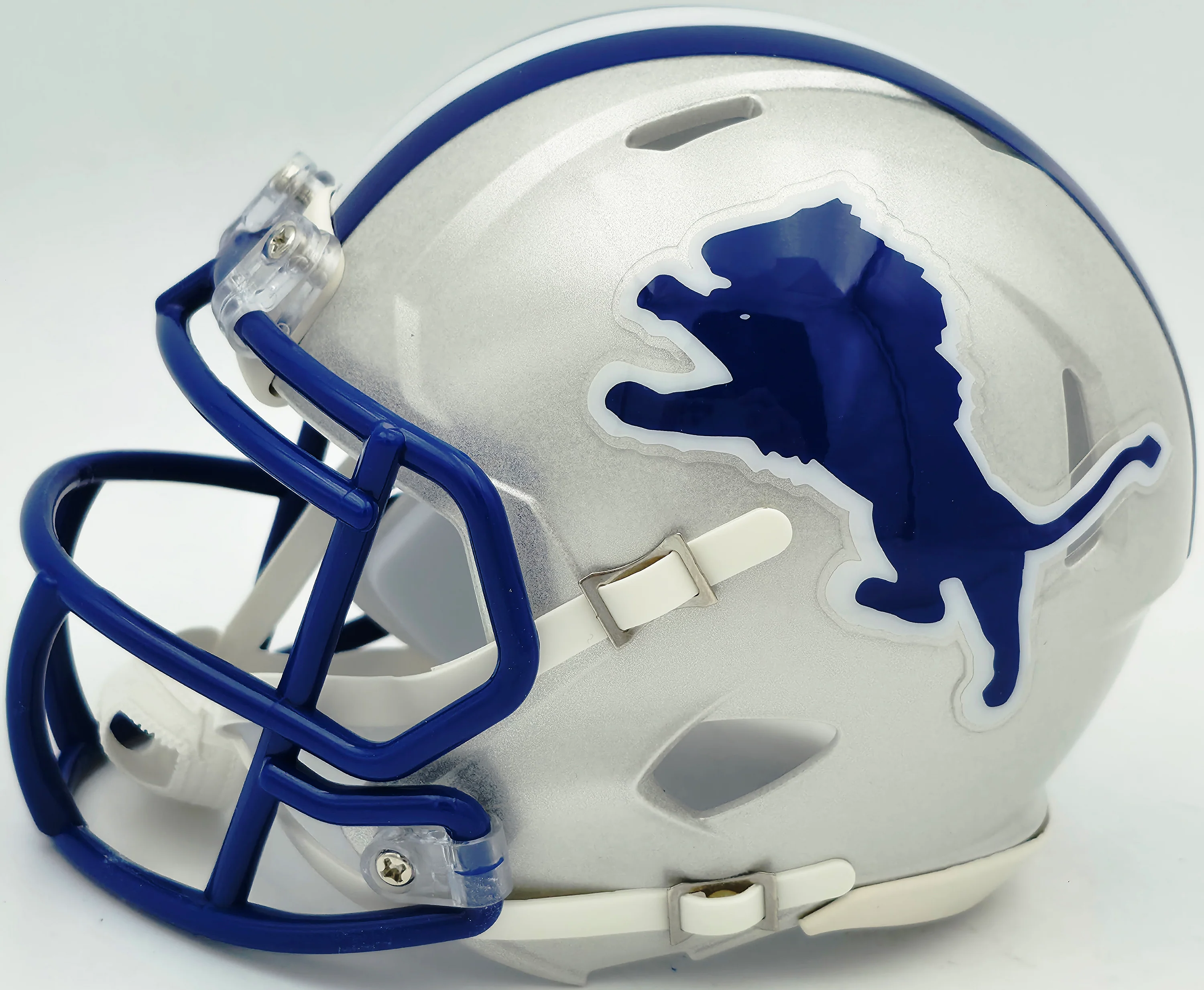 Barry Sanders Autographed Detroit Lions 1983-02 Silver Throwback Speed Mini Helmet Beckett BAS QR Stock #260182 - Image 5