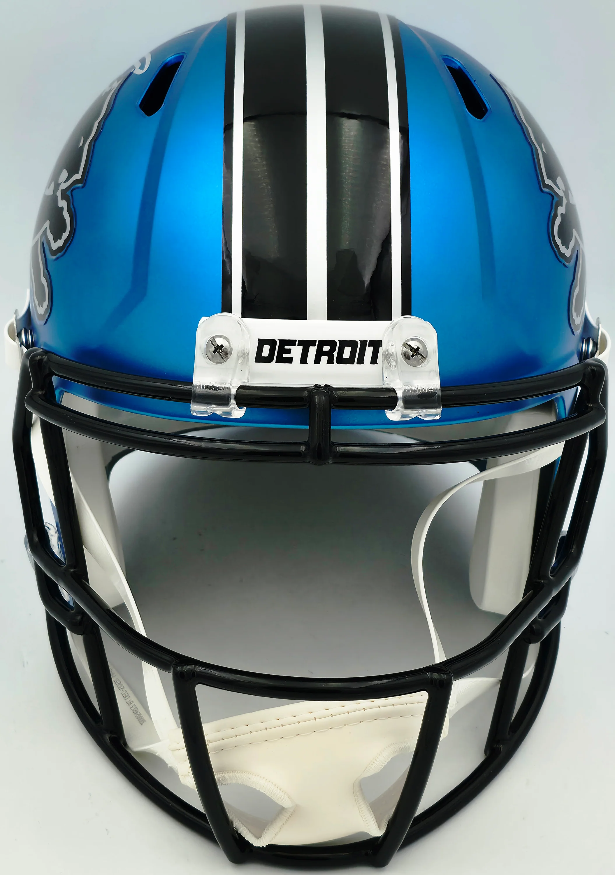 Barry Sanders Autographed Detroit Lions 2024 Alternate Blue Full Size Speed Replica Helmet Beckett BAS QR Stock #260177 - Image 3