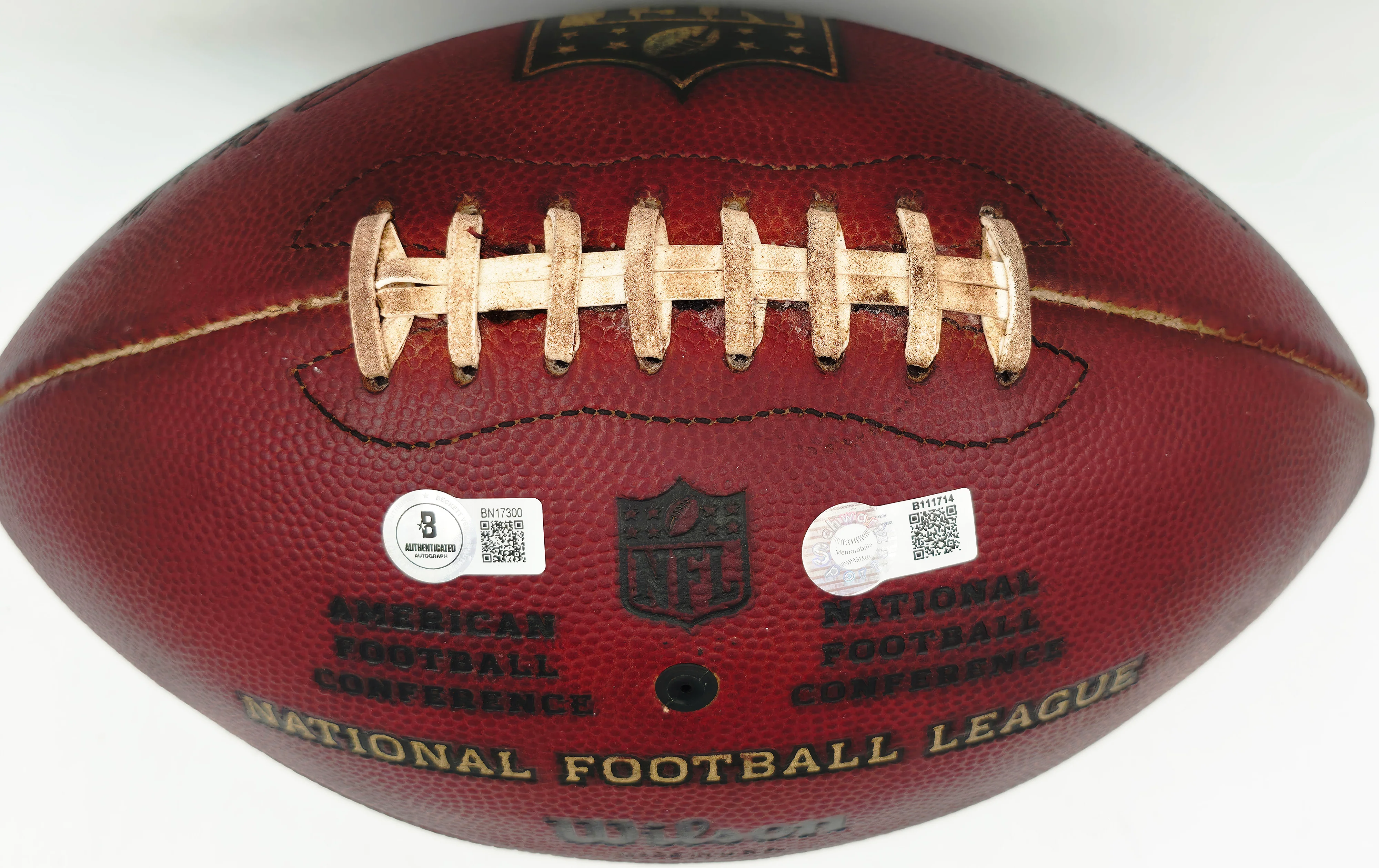 Barry Sanders Autographed Official NFL Leather Game Prepped Football Detroit Lions (Smudged) Beckett BAS QR #BN17300 - Image 4