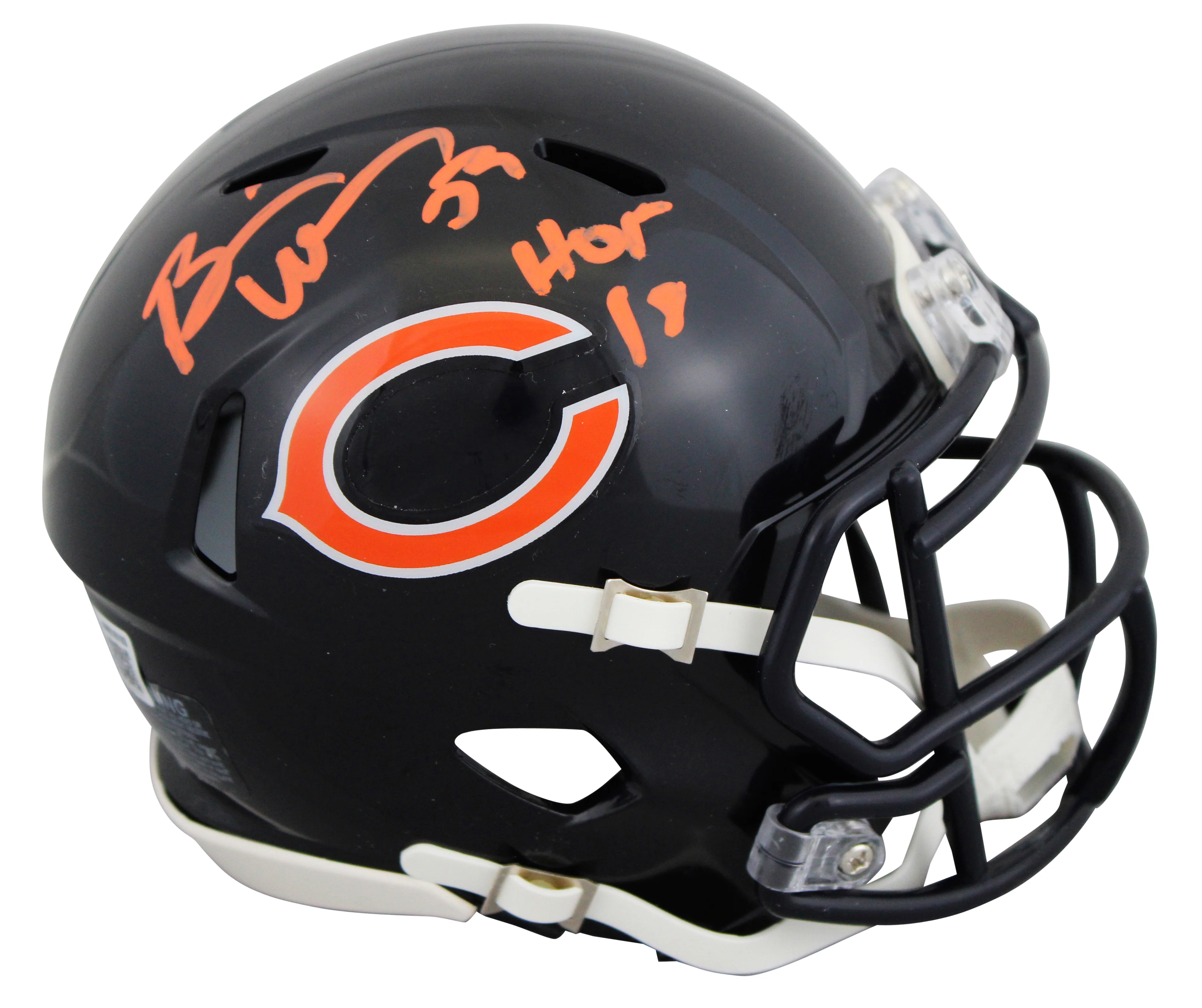 Bears Brian Urlacher "HOF 18" Authentic Signed Speed Mini Helmet BAS Witnessed 2 - Image 2
