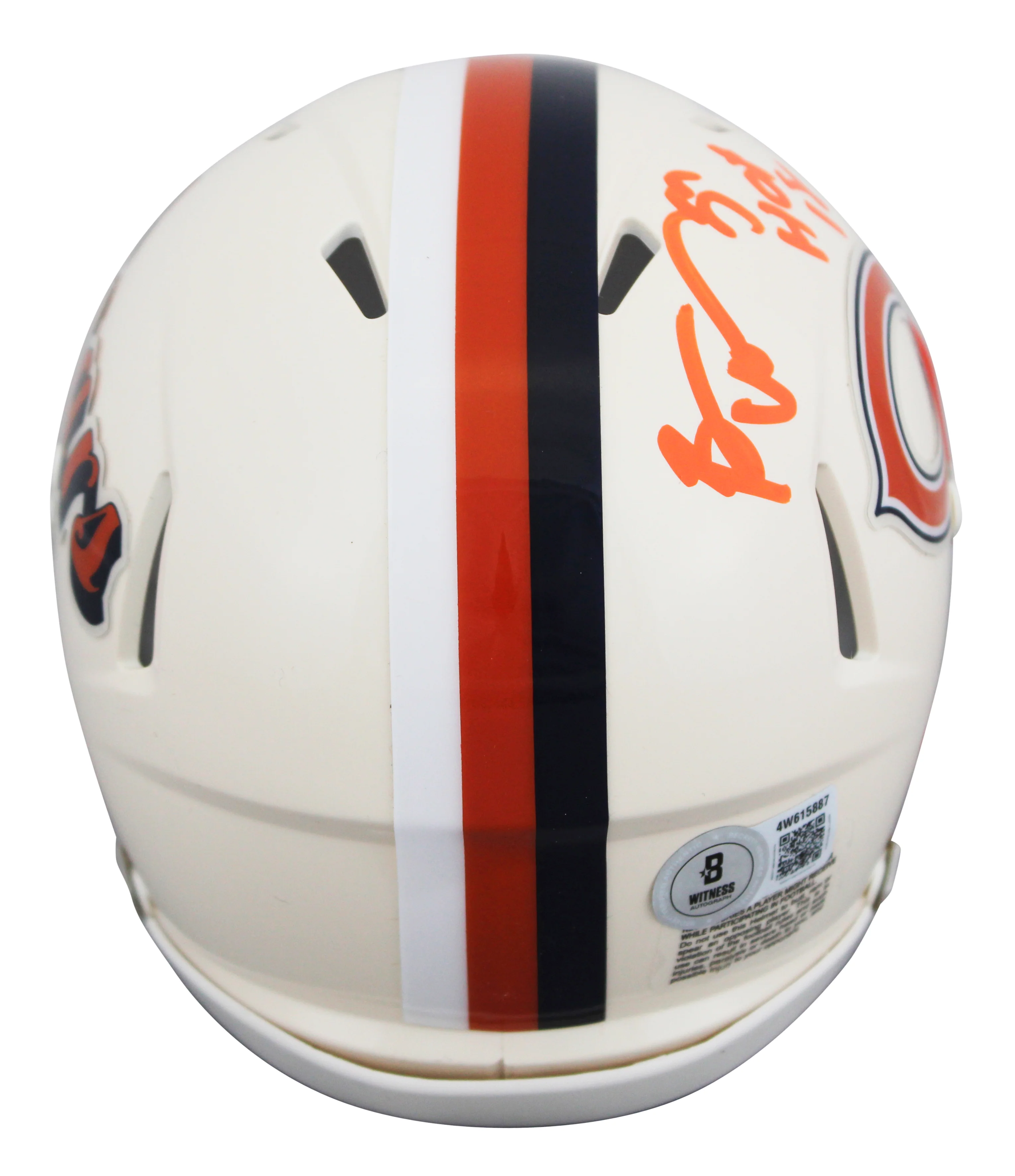 Bears Brian Urlacher "HOF 18" Signed Retro Speed Mini Helmet BAS Witnessed - Image 3